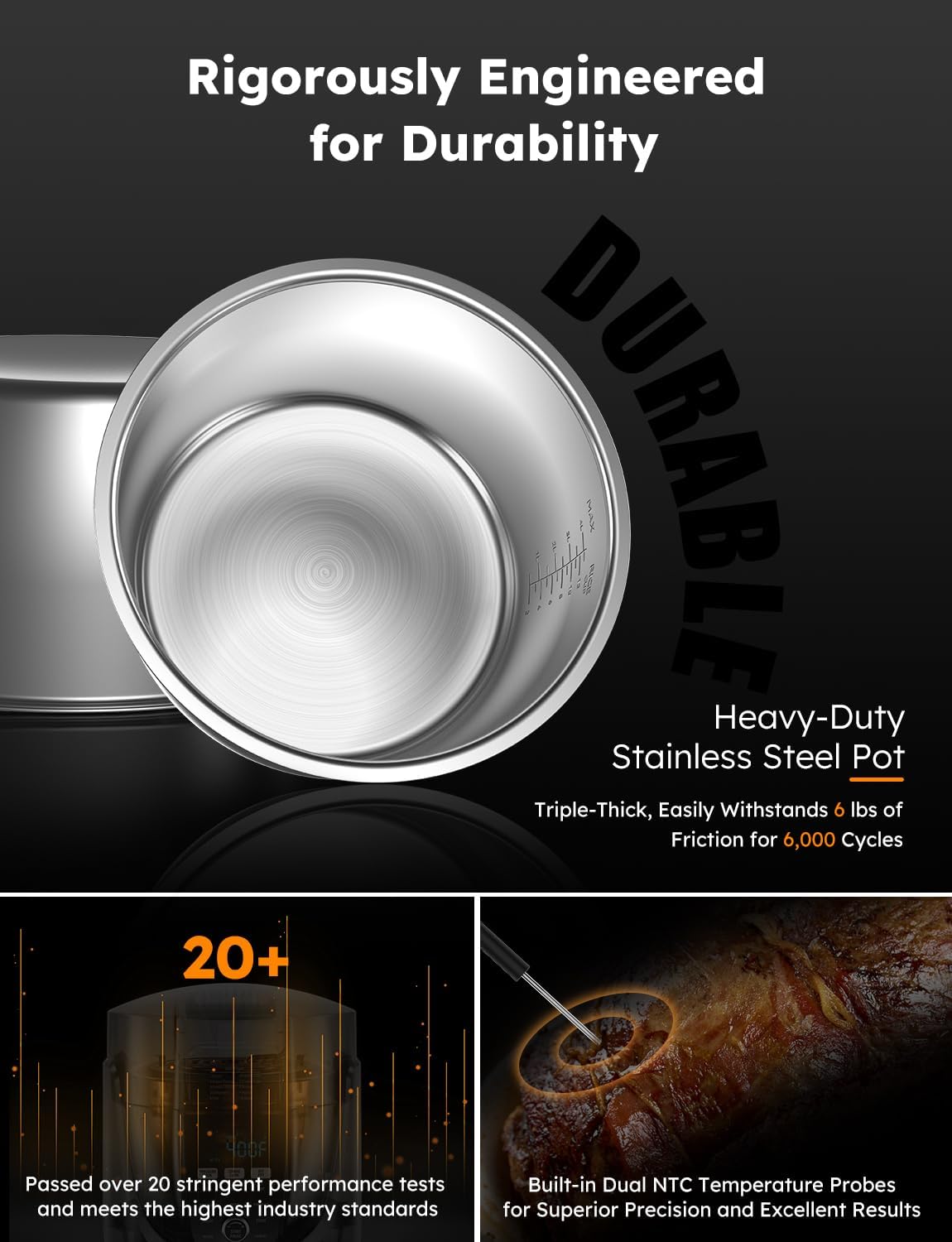 Thumbnail 6 de Nuwave Duet Air Fryer, Electric Pressure Cooker & Grill Combo (540 1 Multicooker, 3 Removable Lids, 18/10 SS Pot)