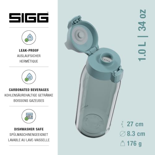 Detalle de Sigg Tritan Trinkflasche Total Color ONE Morning Blue, 1 L – auslaufsicher, spülmaschinenfest & BPA-frei