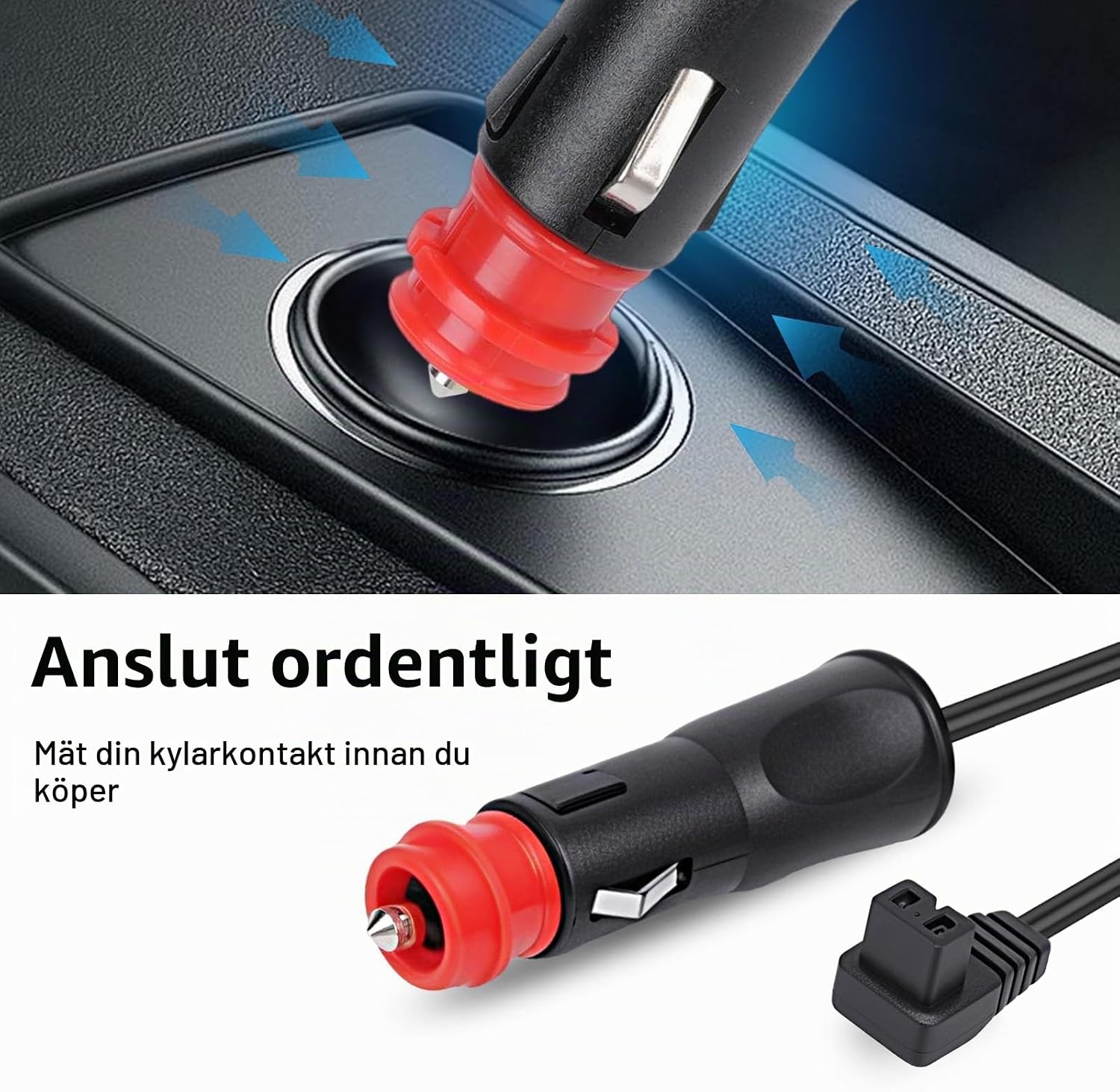 Thumbnail 4 de vsshe 3 m cigarettändarkabel för bilkylskåp, 12/24 V, 10–16 A