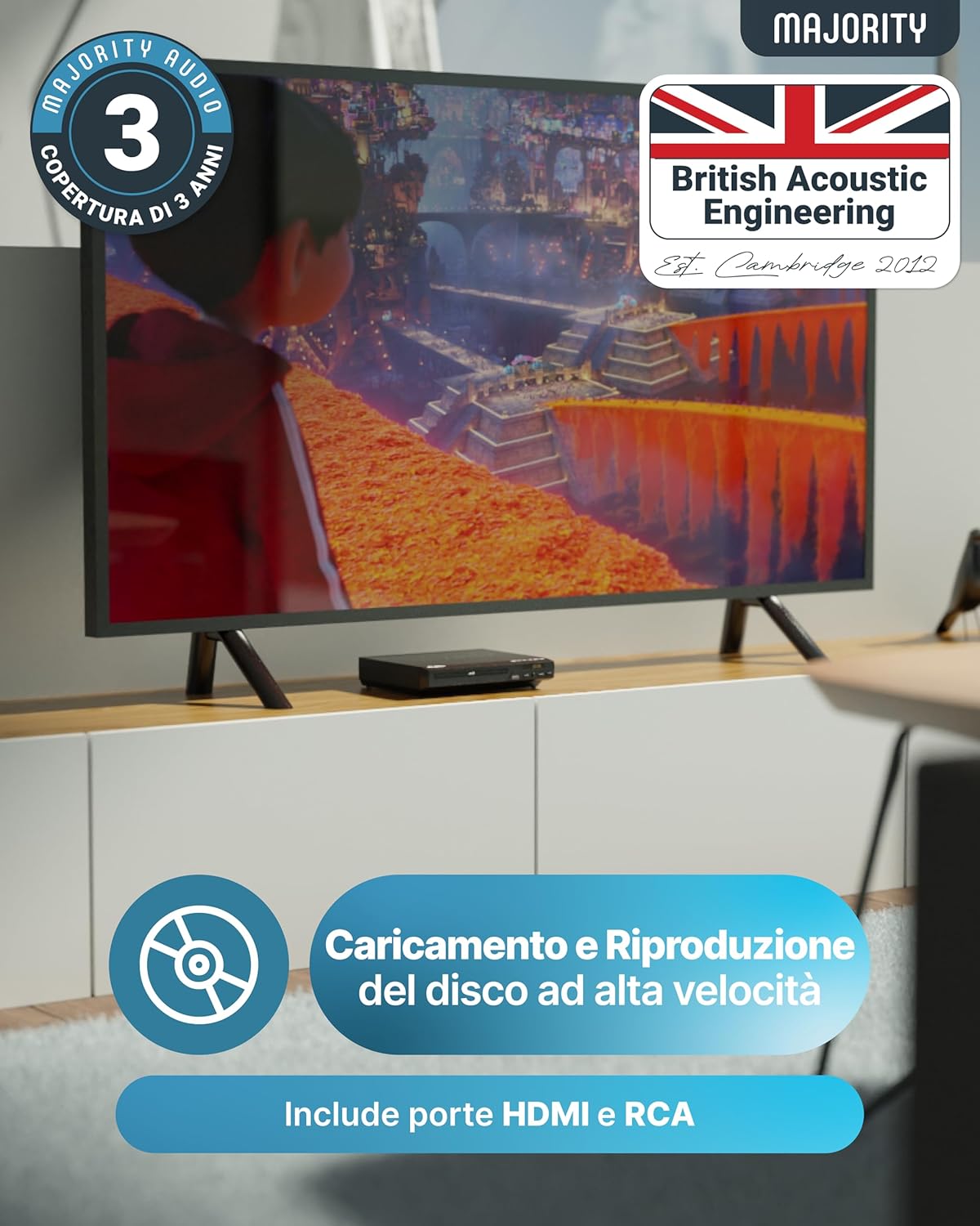 Detalle de Lettore DVD HDMI 1080P Majority: multizona, regione free e compatibile con USB, RCA, CD e MP3
