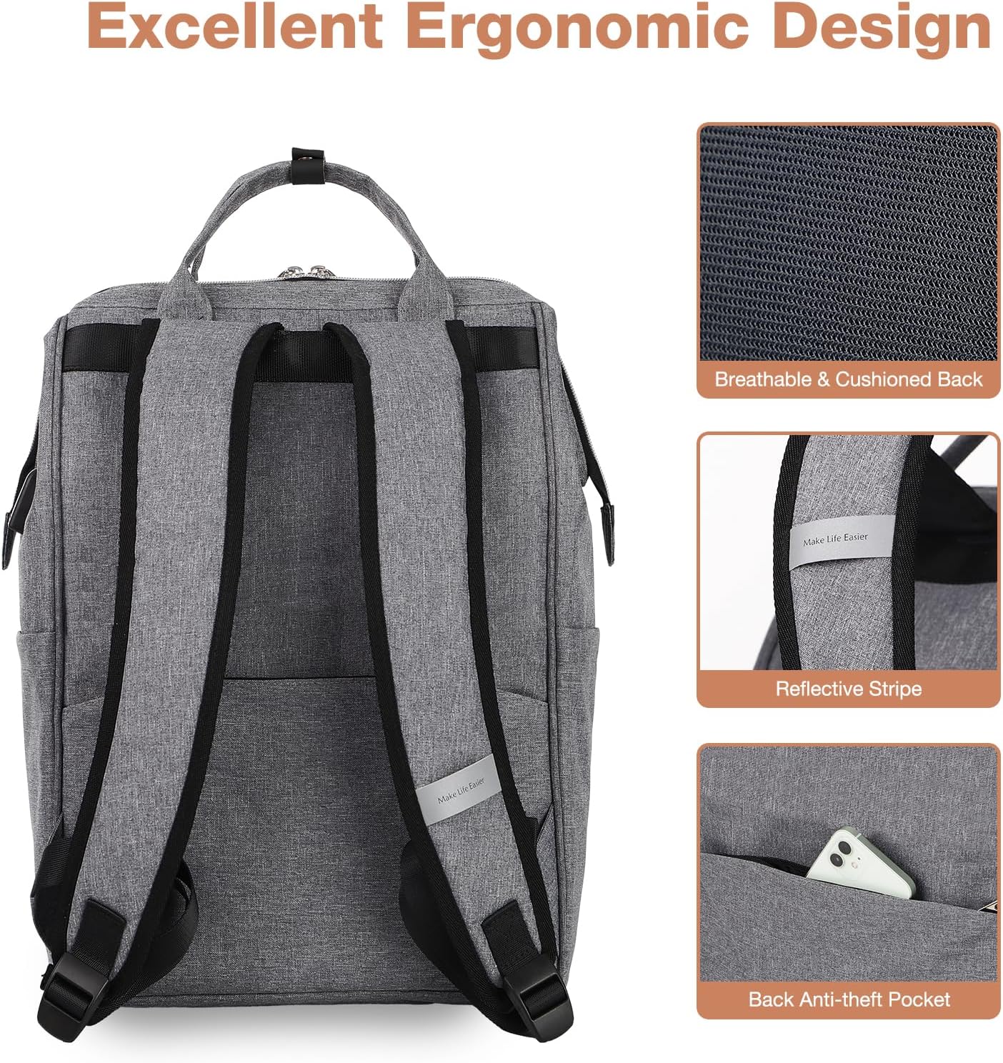 Thumbnail 4 de Lekesky Laptop Rucksack Bag 15.6-inch laptop backpack