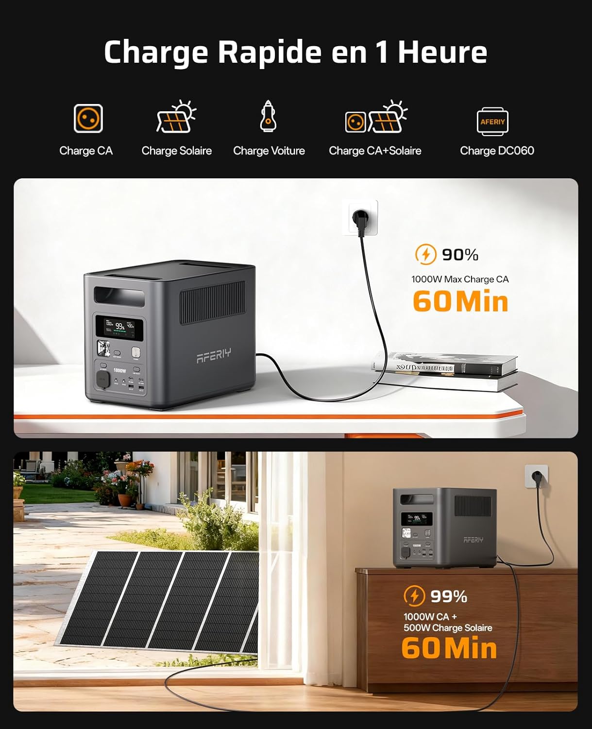 Thumbnail 4 de AFERIY Station Électrique Portable 1800W 1024Wh – Générateur Solaire avec UPS et BMS