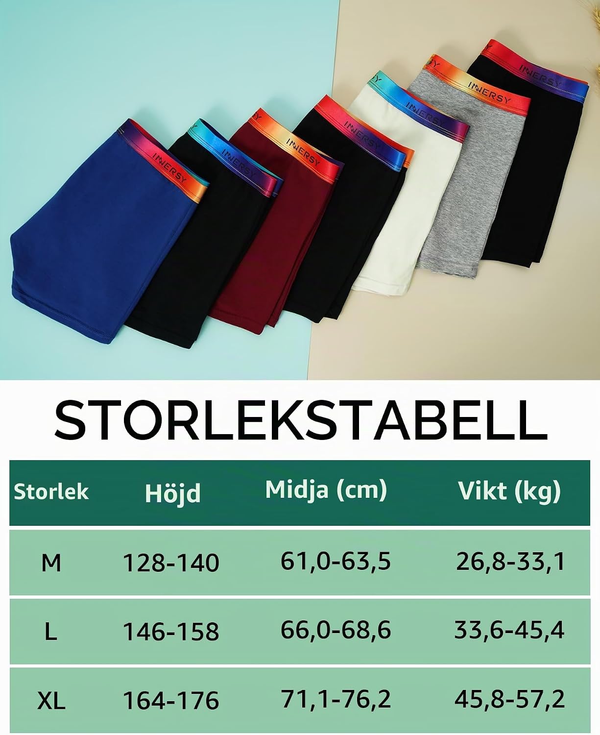 Detalle 2 de INNERSY boxershorts för pojkar i bomull med gylf, storlek 128–176, 7-pack