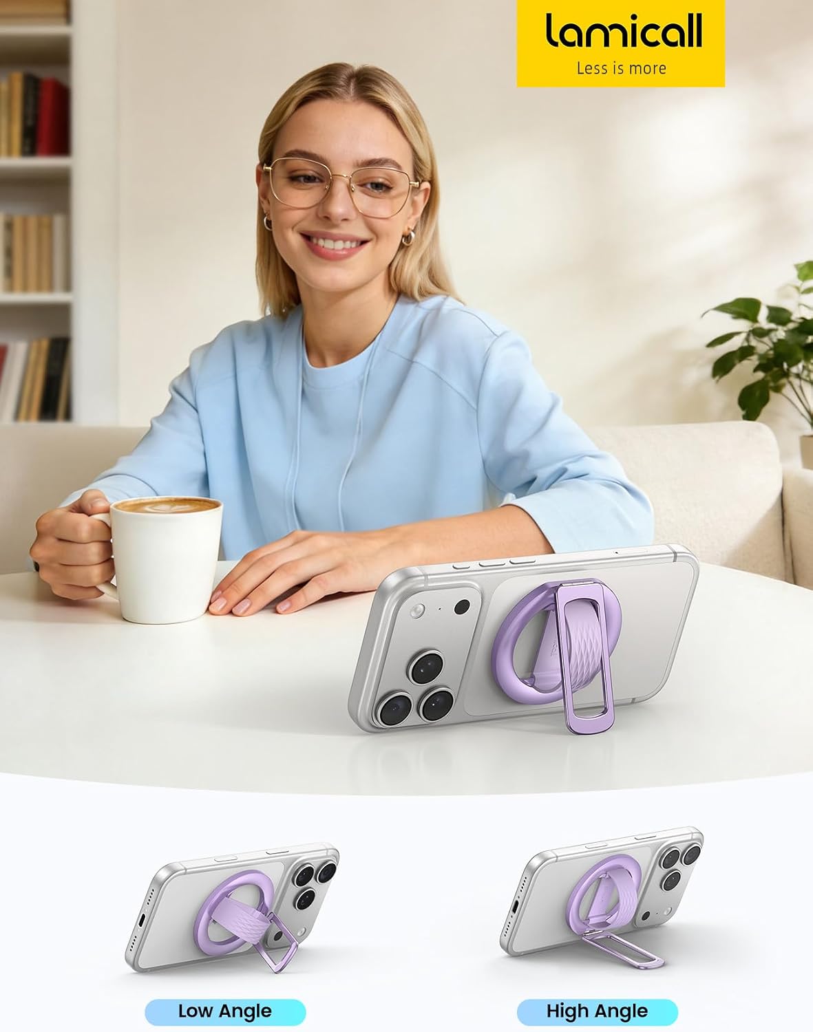 Thumbnail 6 de Lamicall STRR07-US-PE Magnetic Phone Loop Grip, Lavender Silicone