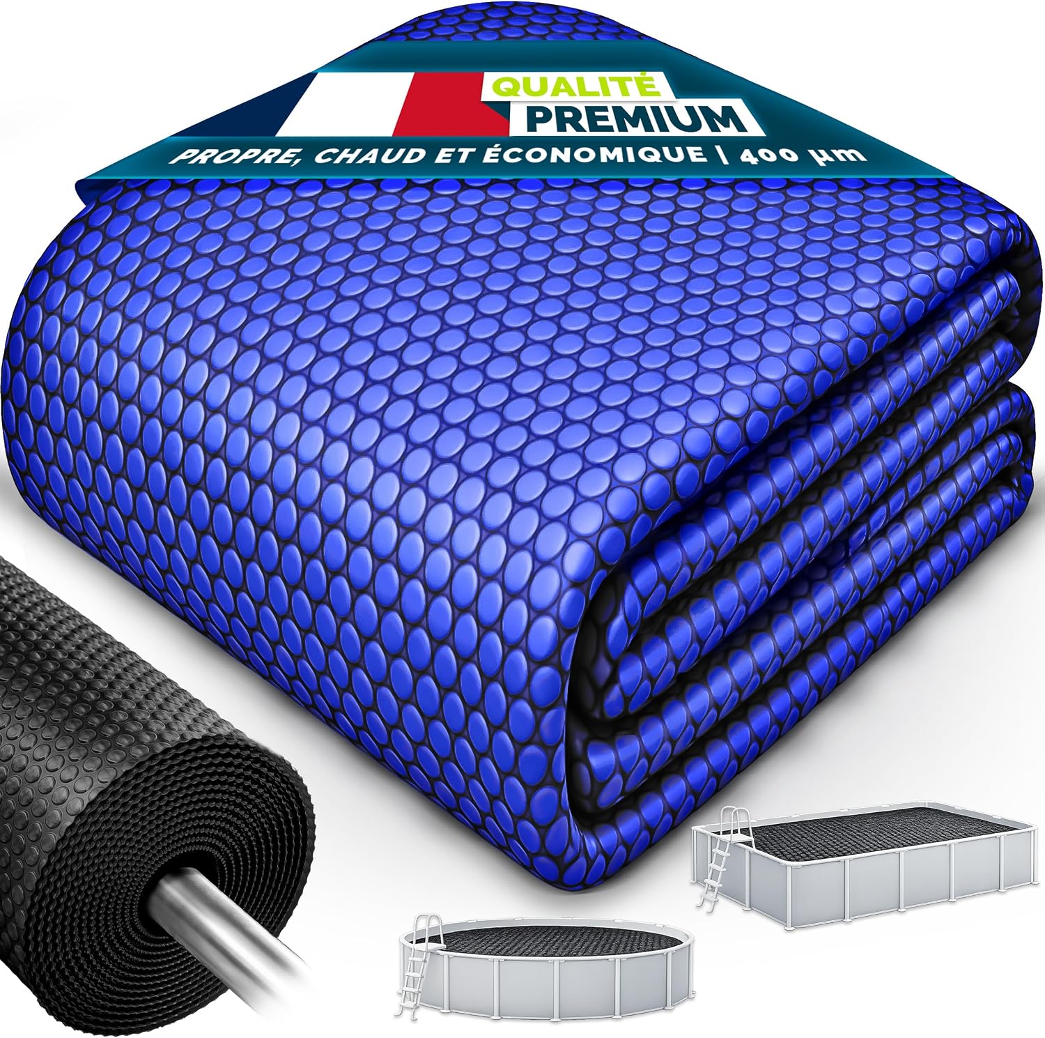 Detalle de tillvex Premium zonnezeil voor zwembad, rond, 366 cm, 400 µm