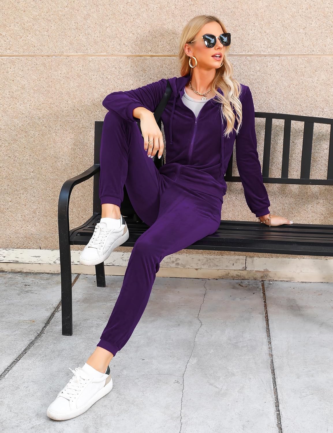 Thumbnail 3 de Aottori Women Velour Tracksuit Set 2‑Piece