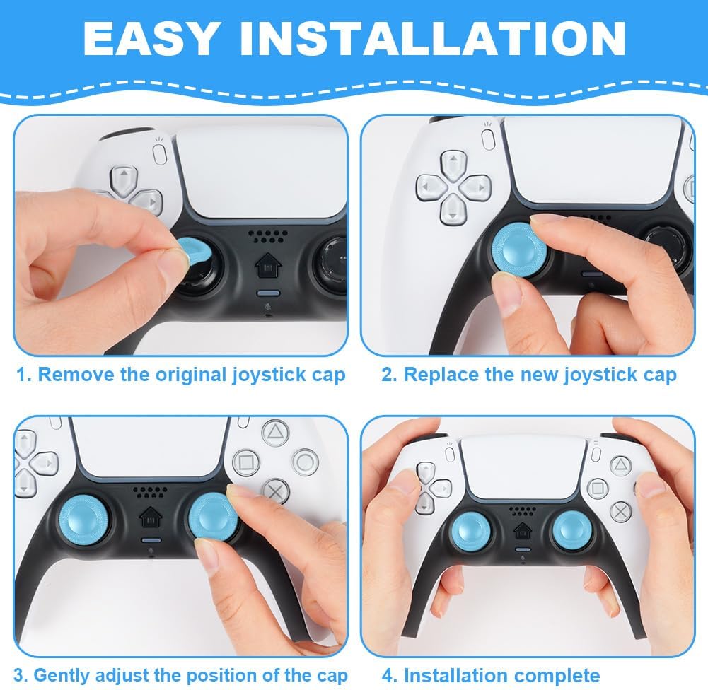 Thumbnail 4 de AYESY Thumb Grip Joystick Caps for PS5/PS4 Controller – 10-Pack, Wear-Resistant, Non-Slip, Blue