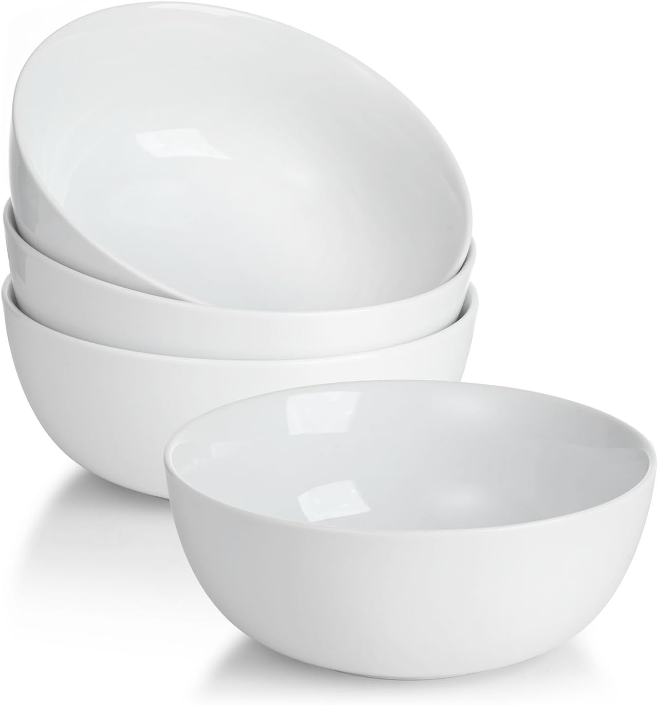 Detalle de Miicol Bowl55 Porcelain Bowls, Set of 4, 590 ml, White, Microwave Safe