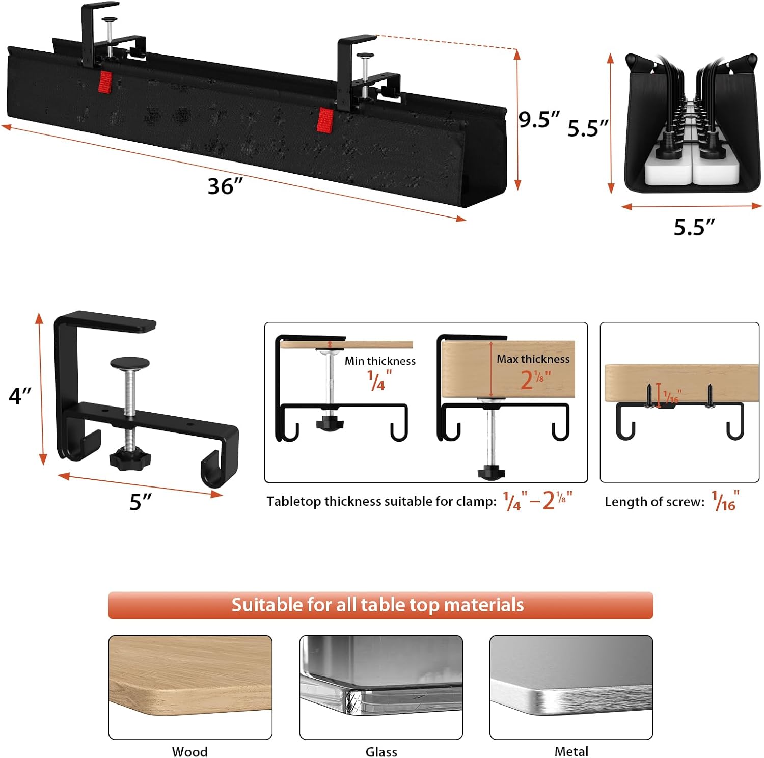 Detalle 2 de Univivi 36" Cable Management Tray