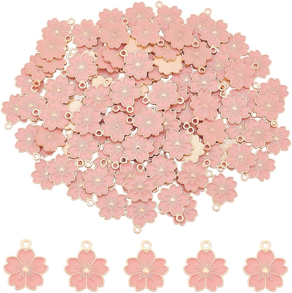 Detalle de DICOSMETIC ピンク桜のエナメルフラワーチャーム 合金製・フラットバックタイプ