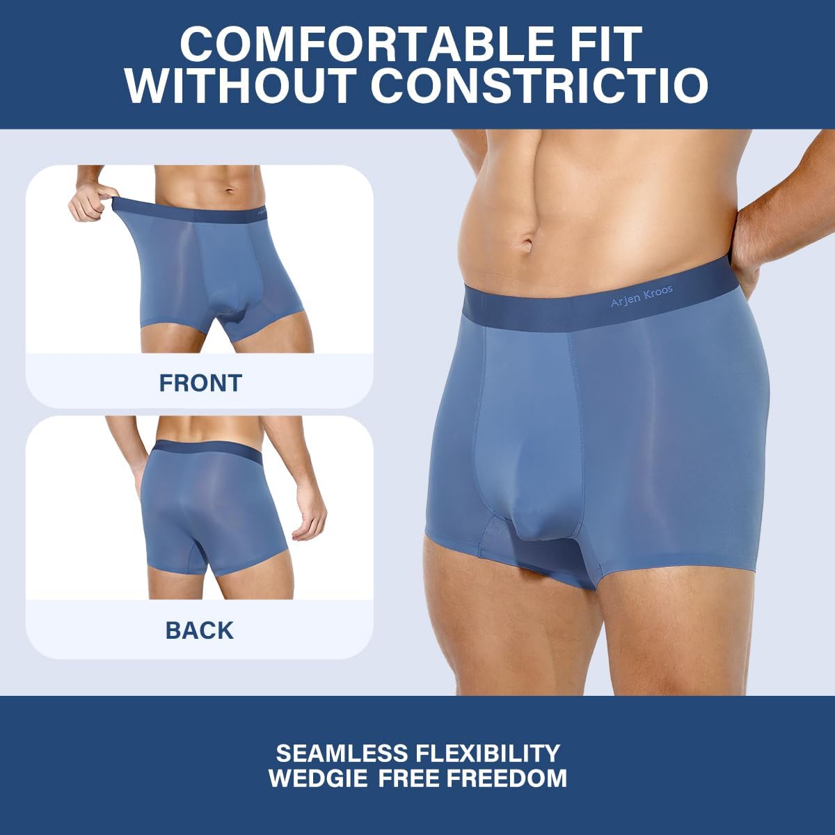 Thumbnail 5 de Casey Kevin Mens Sexy Underwear: Ice Silk Boxer Briefs for Breathable Comfort