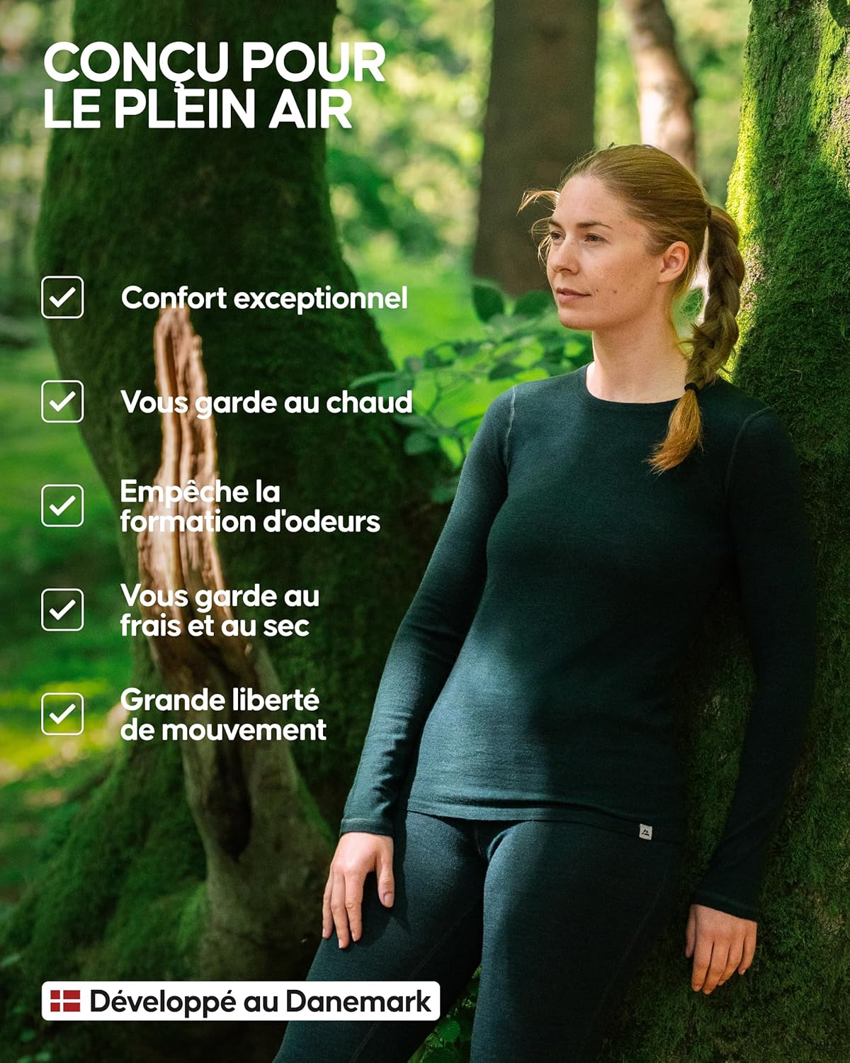 Thumbnail 2 de DANISH ENDURANCE Haut thermique en laine mérinos (femme) – couche de base hiver