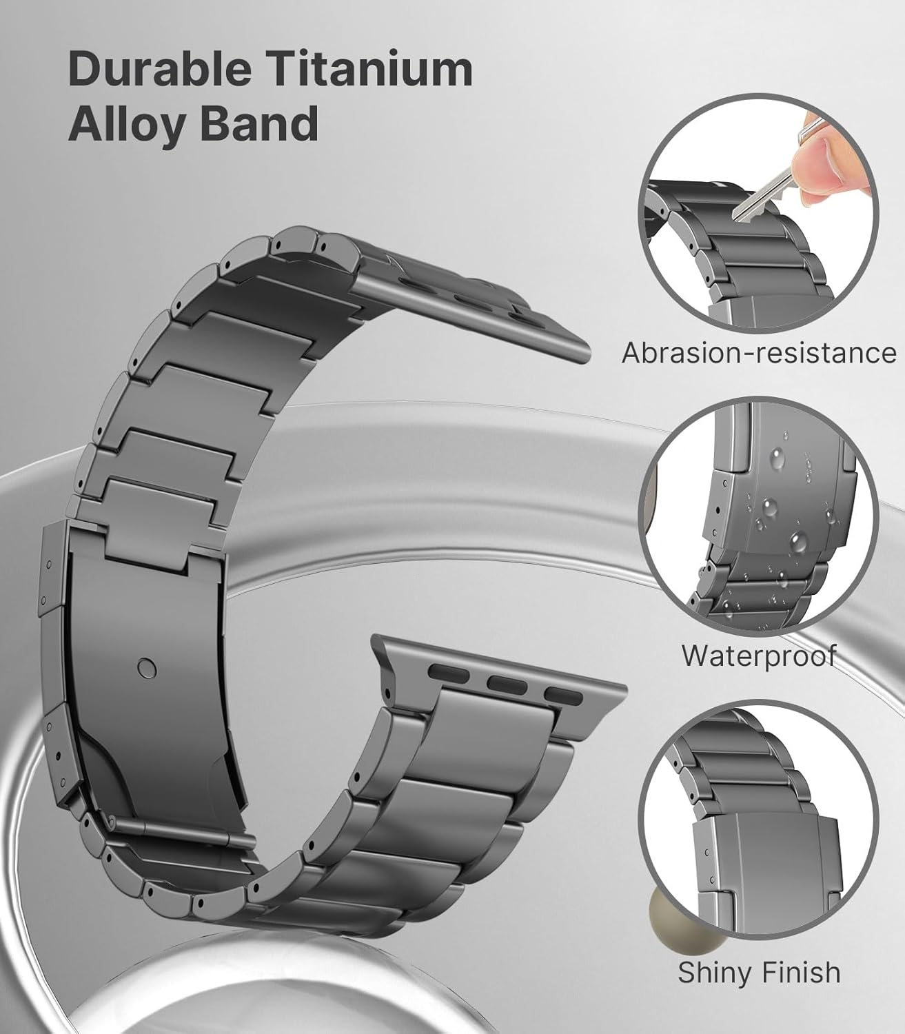 Thumbnail 3 de MoKo Titanium Strap for Apple Watch Ultra 3/2/1 & Series 11-1 (49/46/45/44/42mm) with Clasp
