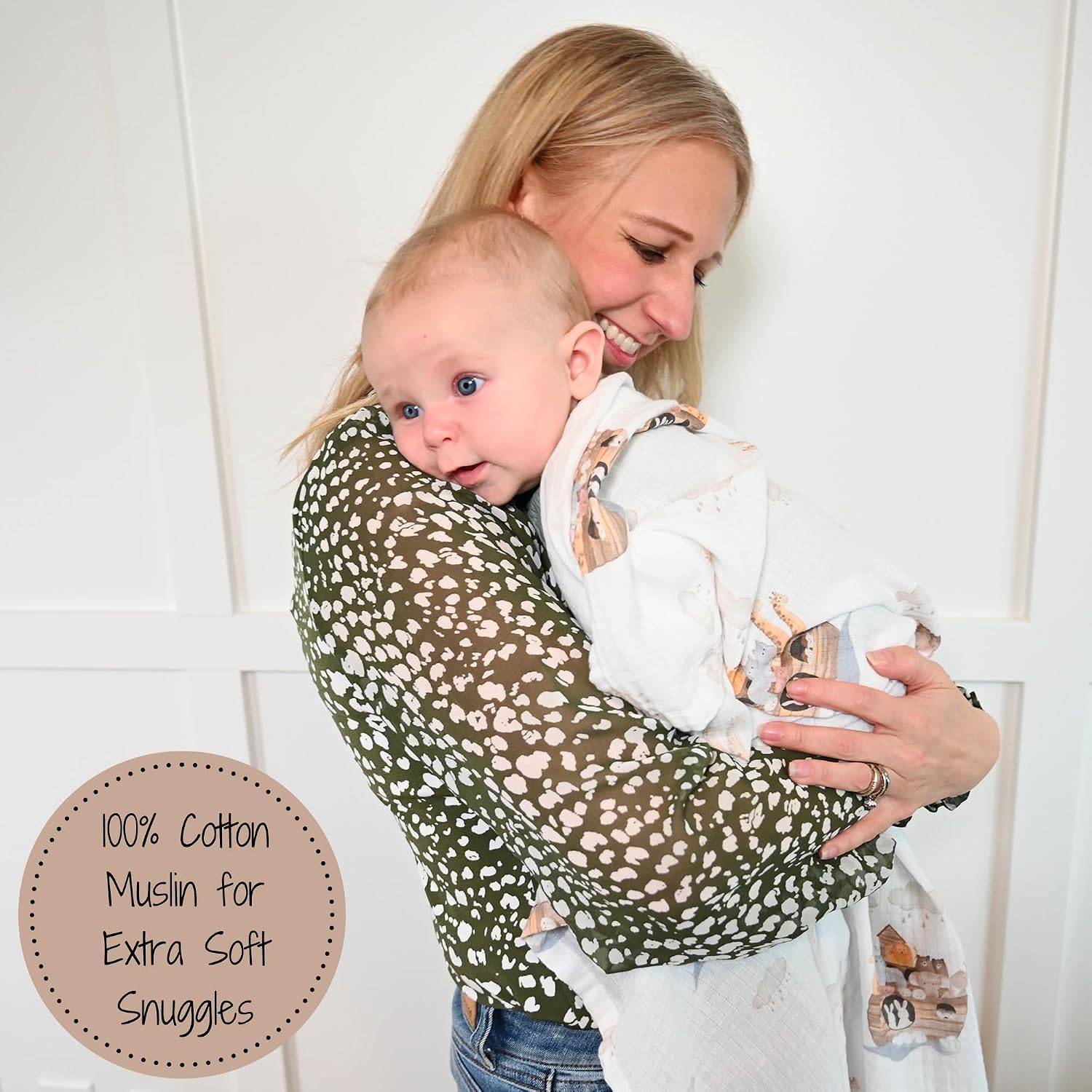 Detalle 2 de LollyBanks Muslin Swaddle Blanket, 47 x 47 in