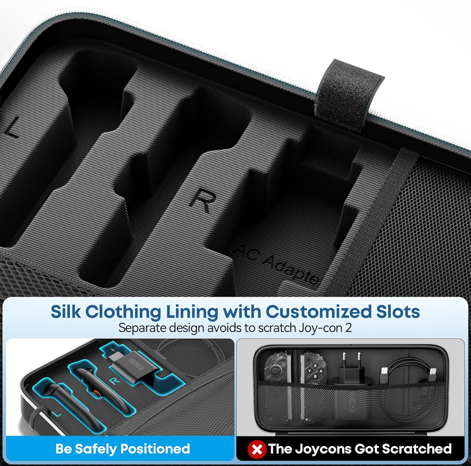 Thumbnail 5 de OIVO Switch 2 Tasche (große Tragetasche) für Nintendo Switch 2 – harte Hülle mit Platz für Joy-Con, Netzteil & bis zu 24 Spiele, Weiß