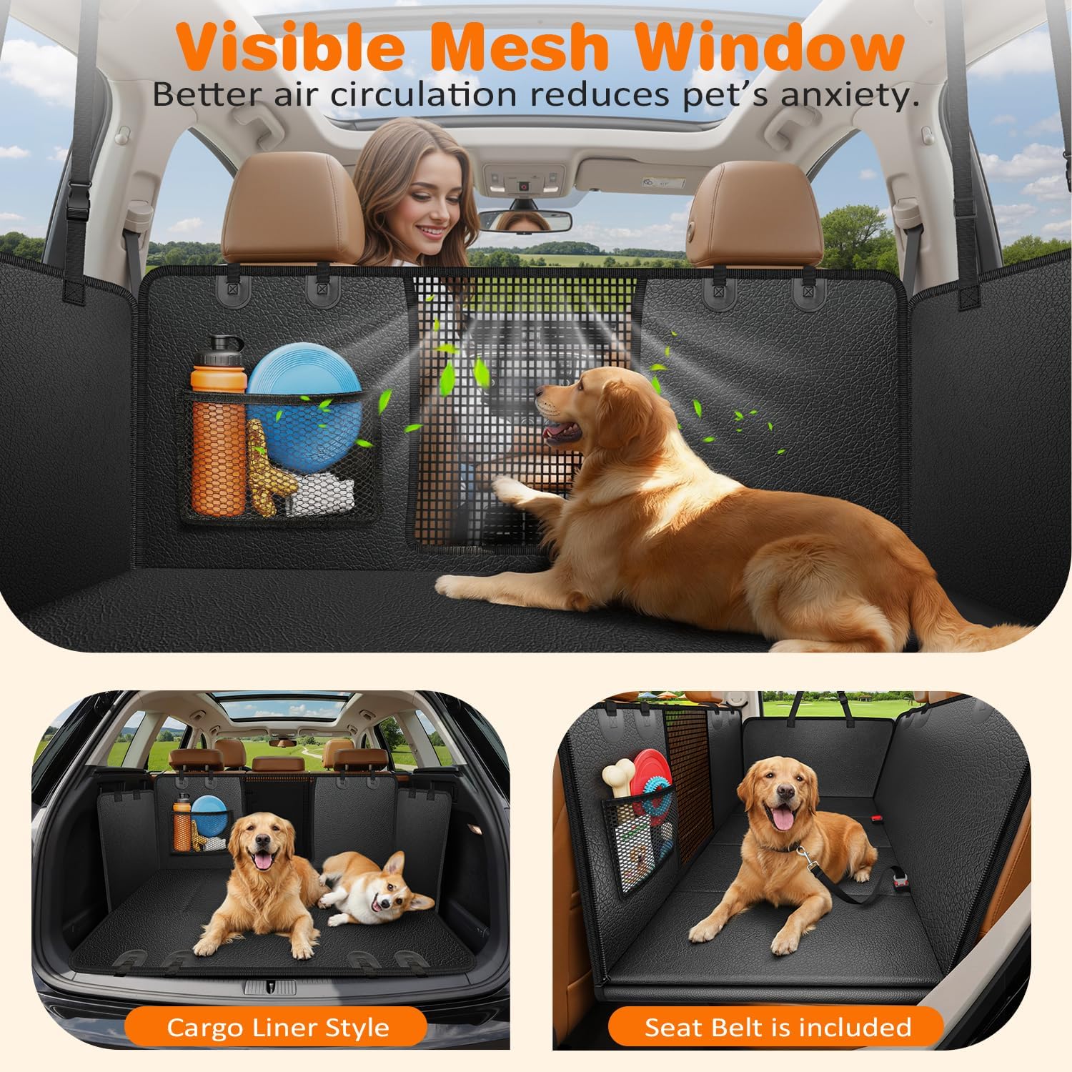 Thumbnail 3 de URPOWER PU Leather Backseat Extender for Dogs