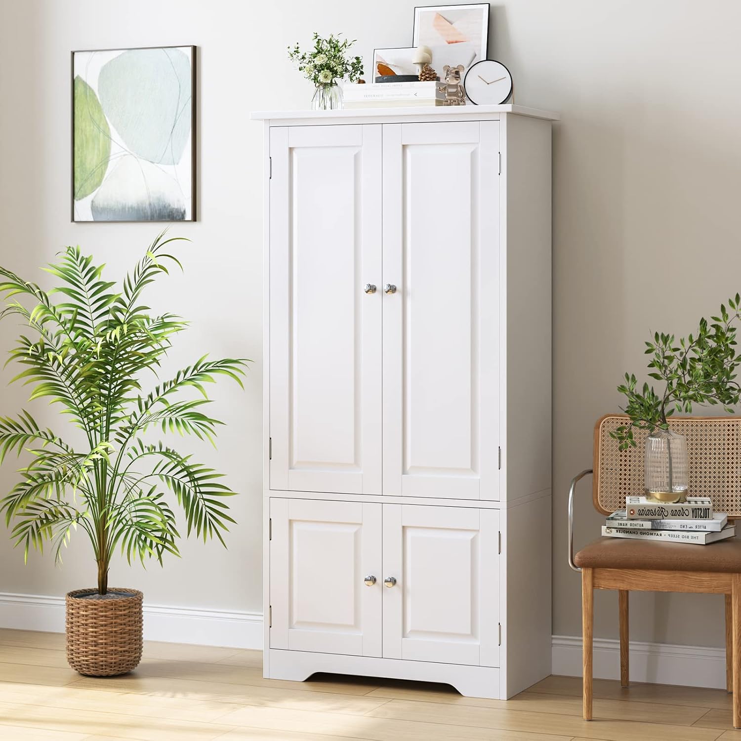 Detalle 2 de FOREHILL 771 Tall Kitchen Storage Cabinet, 4 Doors, Adjustable Shelf, White