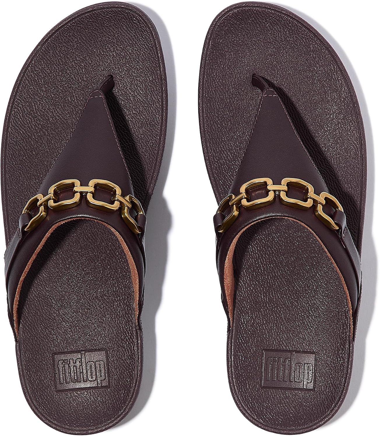 Detalle de Fitflop Women’s Lulu Square-chain leather toe-post sandals