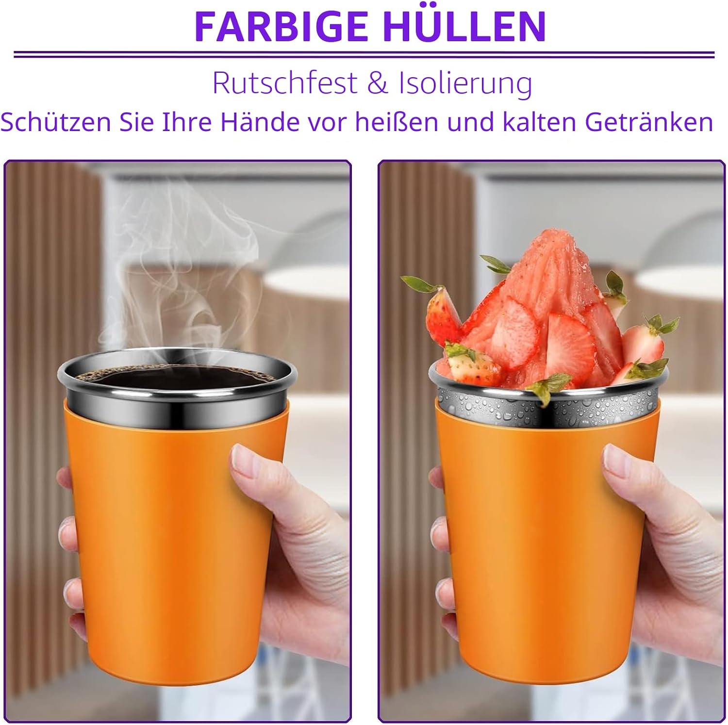 Thumbnail 2 de Hikrxya Edelstahl Trinkbecher 350 ml 5 Stück