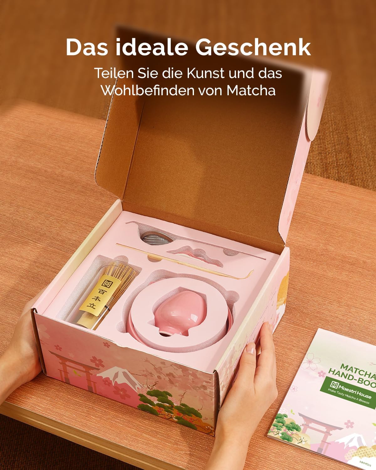 Thumbnail 1 de Maestri House Matcha Besen Set Geschenkset 7-teilig (inkl. Schale, Chasen & Halter) in Rosa