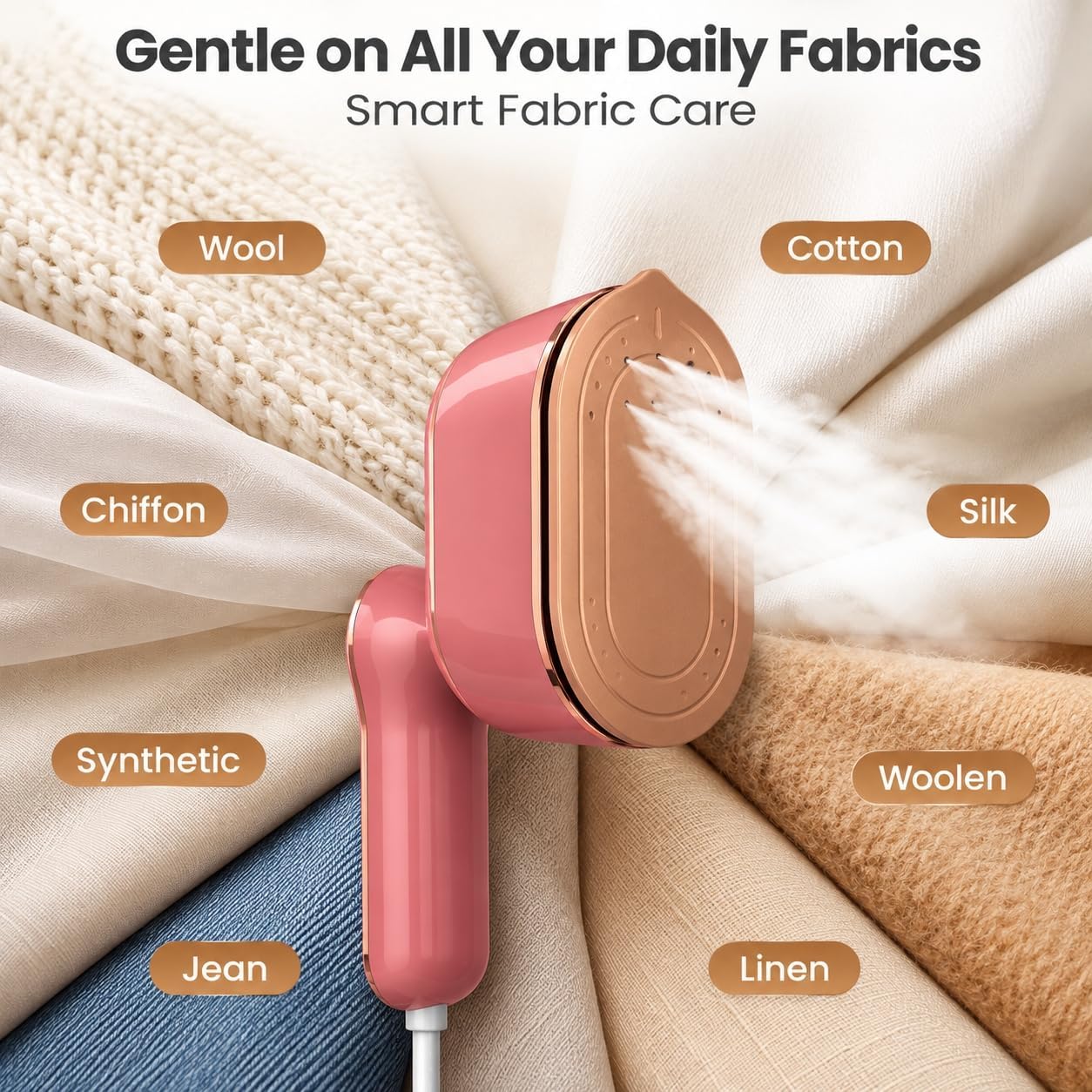 Thumbnail 6 de Nirrom N03 Travel Garment Steamer, 970W, 180° Rotating Handle, Dusty Rose