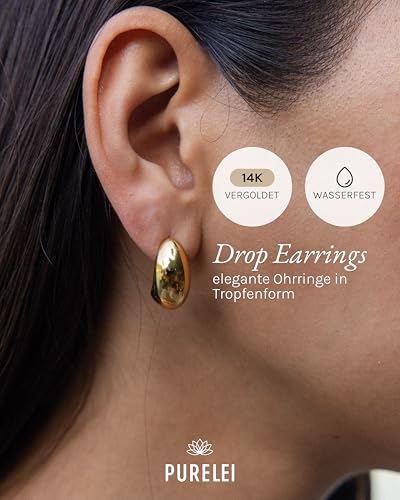 Detalle 2 de PURELEI Drop Ohrringe (Gold) – Tropfen aus langlebigem Edelstahl