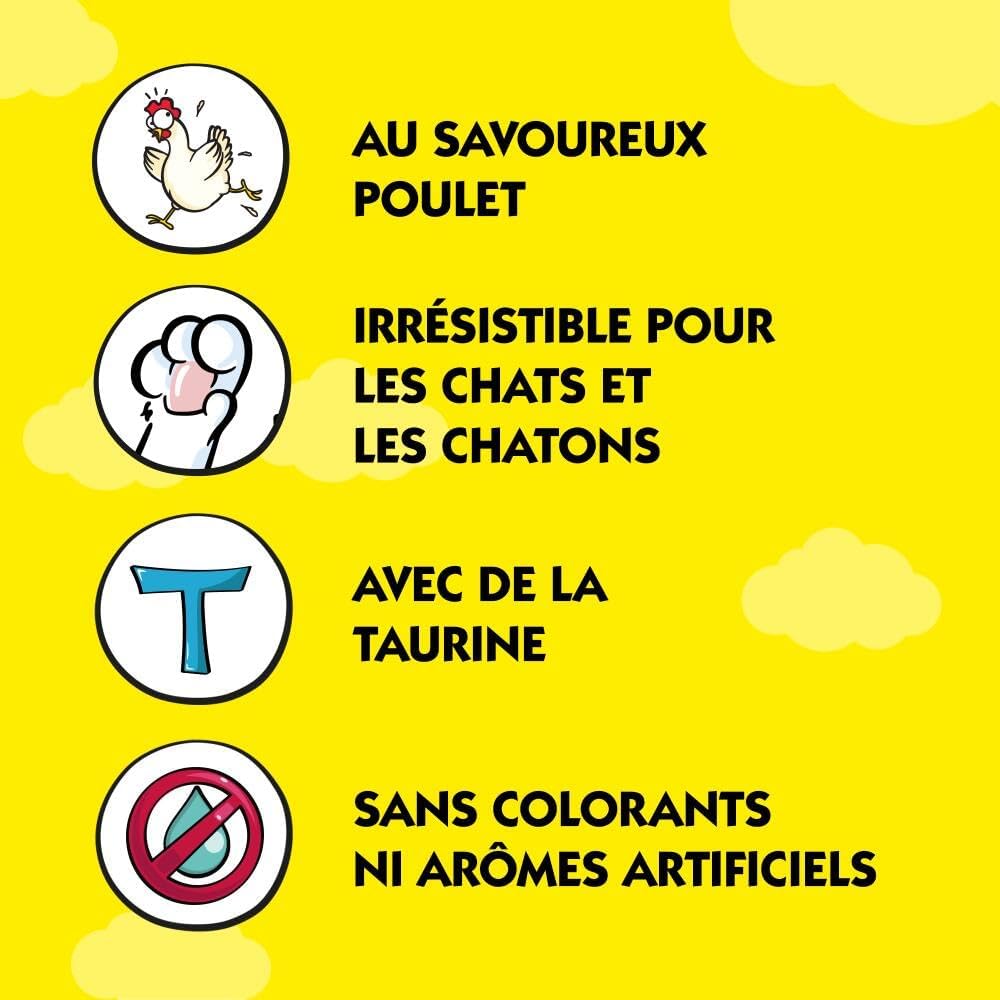 Detalle de Catisfactions Creamy Friandises Chat – Goût Poulet, Pack de 4 sachets 10 g (Lot de 11) – Récompenses pour Chats Adultes et Chatons