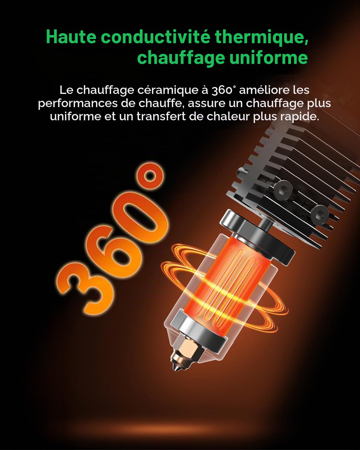 Detalle de Creality K2/K2 Pro keramische hotendset met verwisselbaar mondstuk, 300 °C