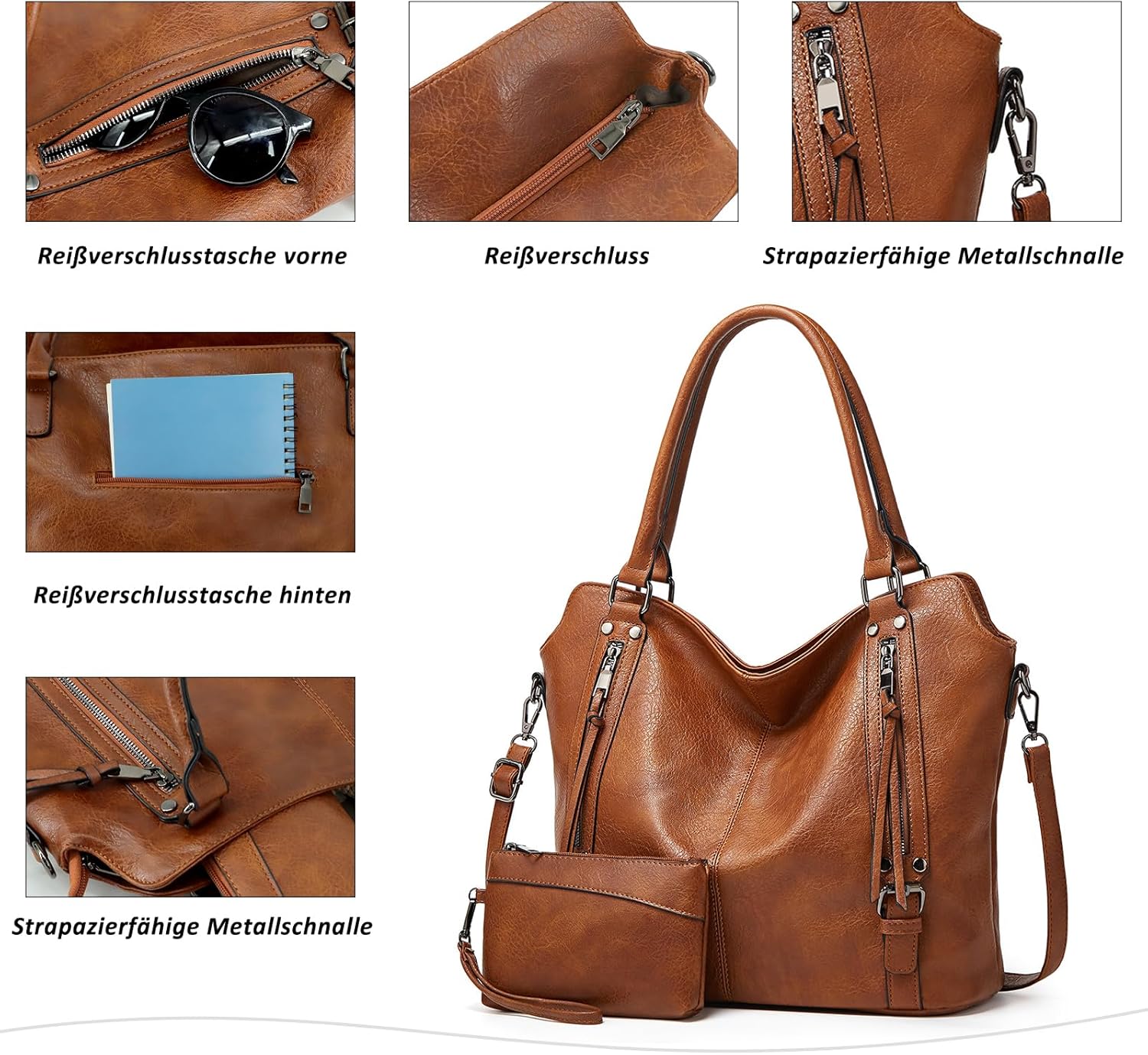 Thumbnail 5 de TANTOMI Handtasche Damen Elegant Vintage – Große Umhängetasche mit Crossbody-Band und abnehmbarem Schulterriemen
