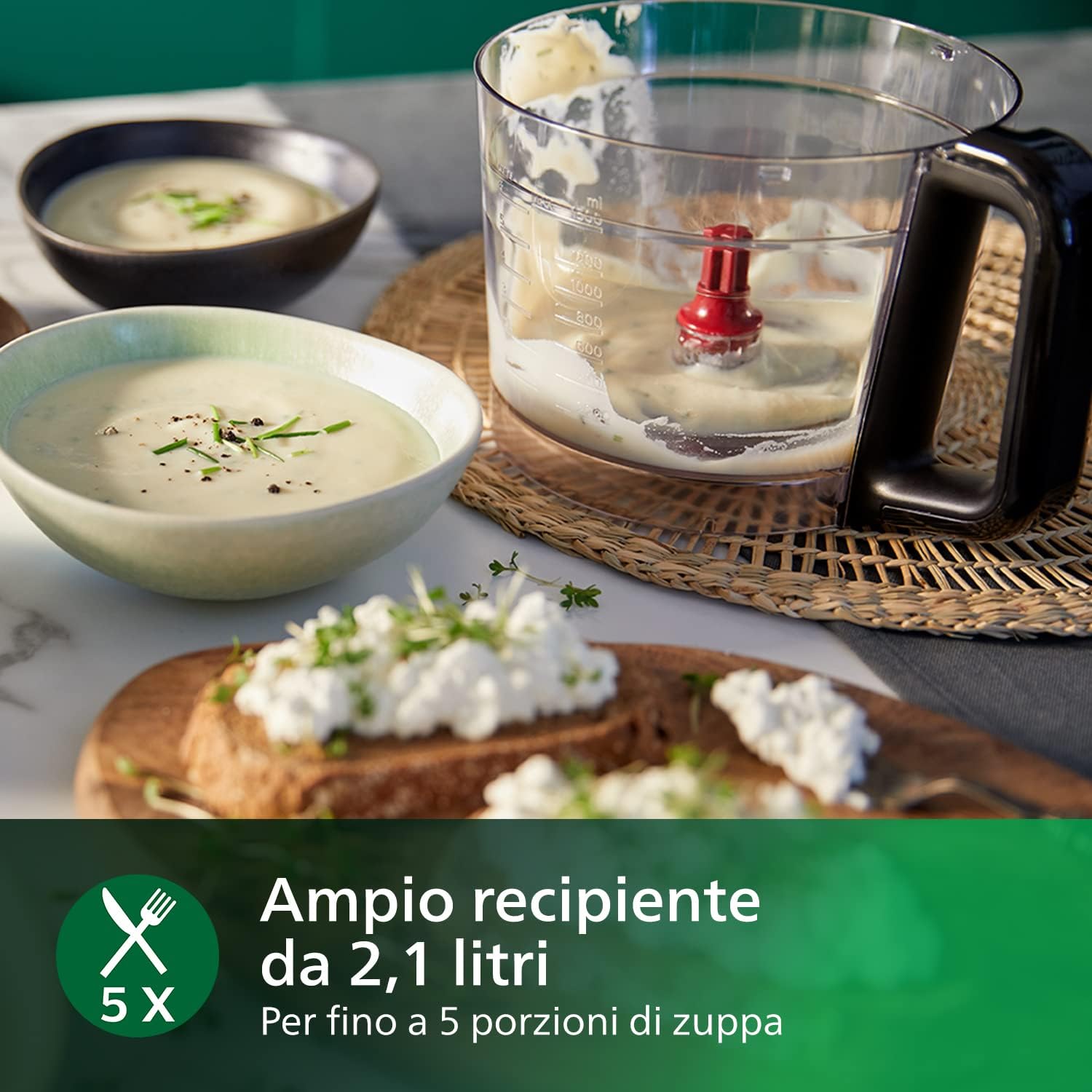 Detalle 2 de Robot da cucina Philips Viva Collection HR7530/10: 850 W, 31 funzioni e ciotola da 2,1 L