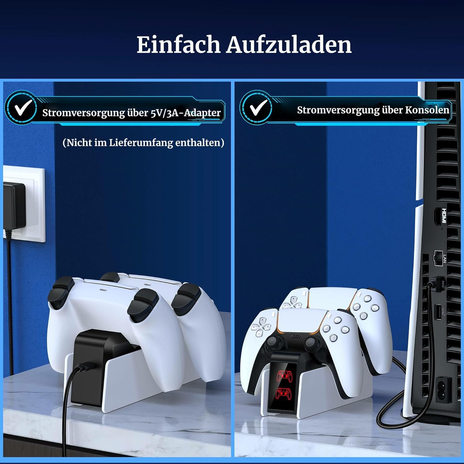 Thumbnail 4 de PS5 Controller Ladestation 3 Stunden