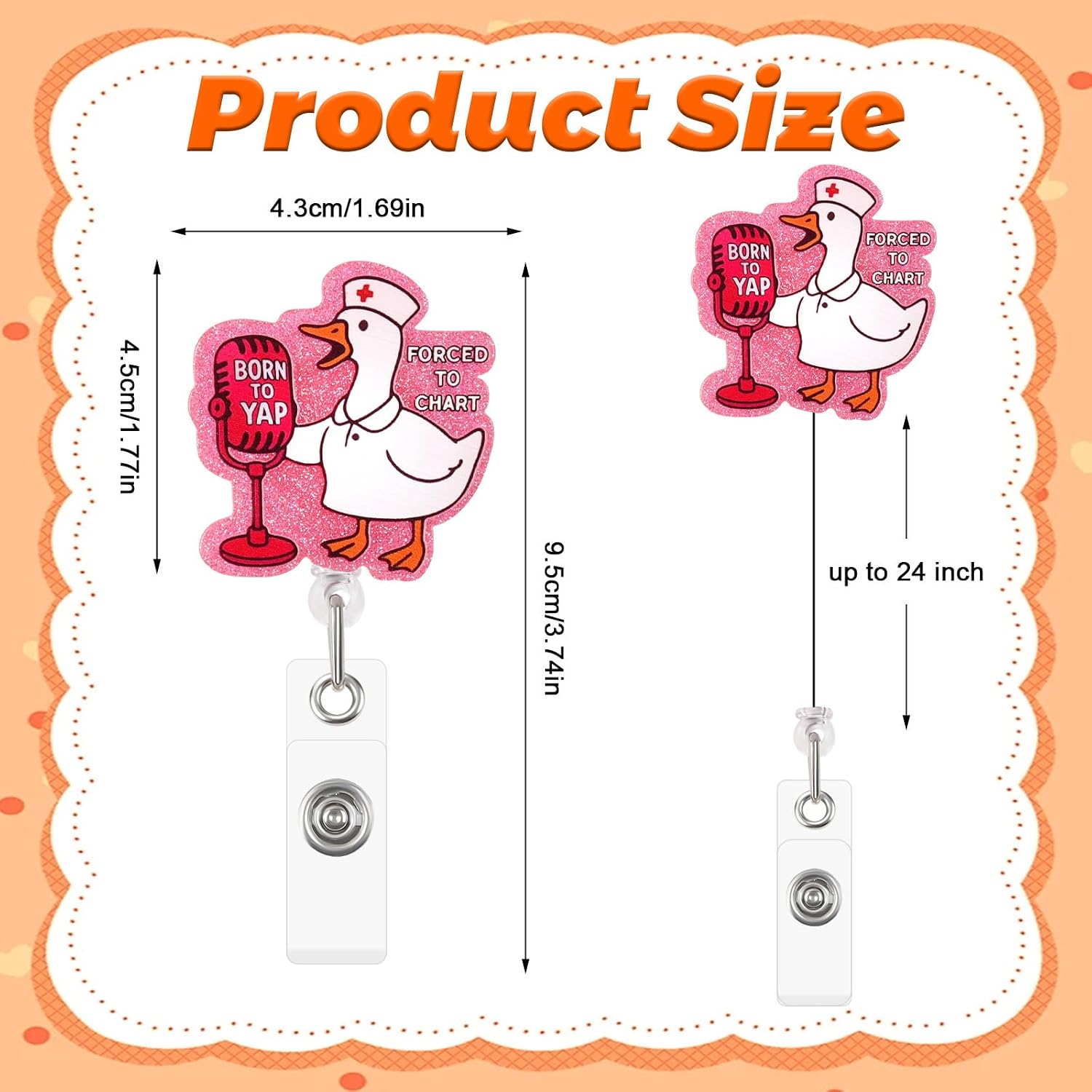Thumbnail 1 de Loghohu Funny Nurse Badge Reel – Retractable Goose Design with Anti-Slip Clip