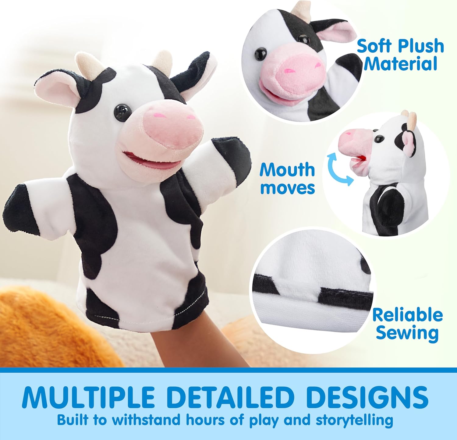 Thumbnail 4 de JOYIN 6-Piece Farm Animal Hand Puppet Set (6 kids’ puppets with working mouths) for imaginative play