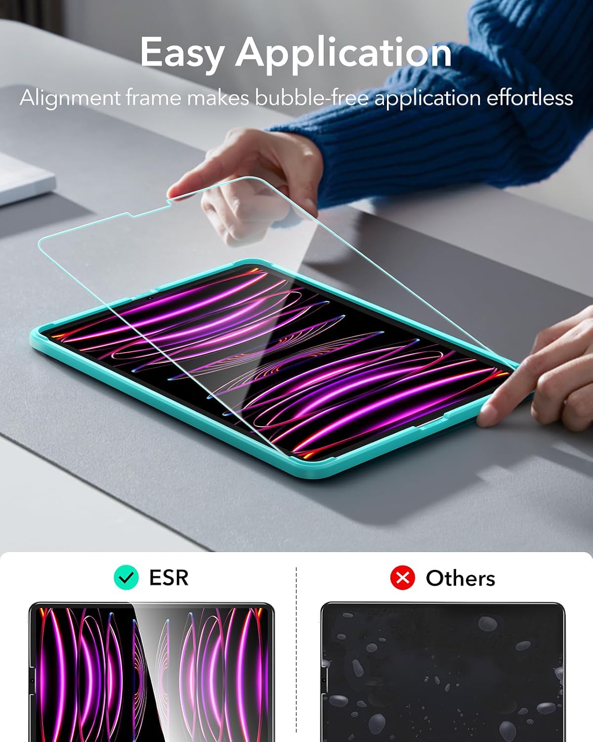 Detalle de ESR 2-Pack Tempered Glass Screen Protector for iPad Pro 12.9-inch (2022/2021/2020/2018)
