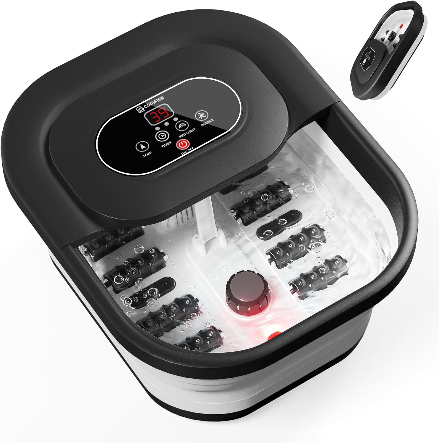 Detalle de COMFIER Heated Foot Spa Massager: Home Spa Relief with Temperature Control and Bubbles