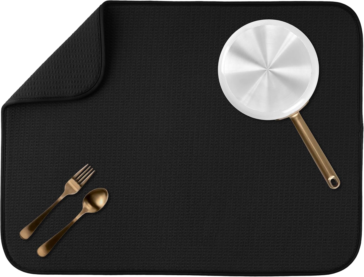 Detalle de S&T INC. 18" x 24" XL Dish Drying Mat, Black Microfiber