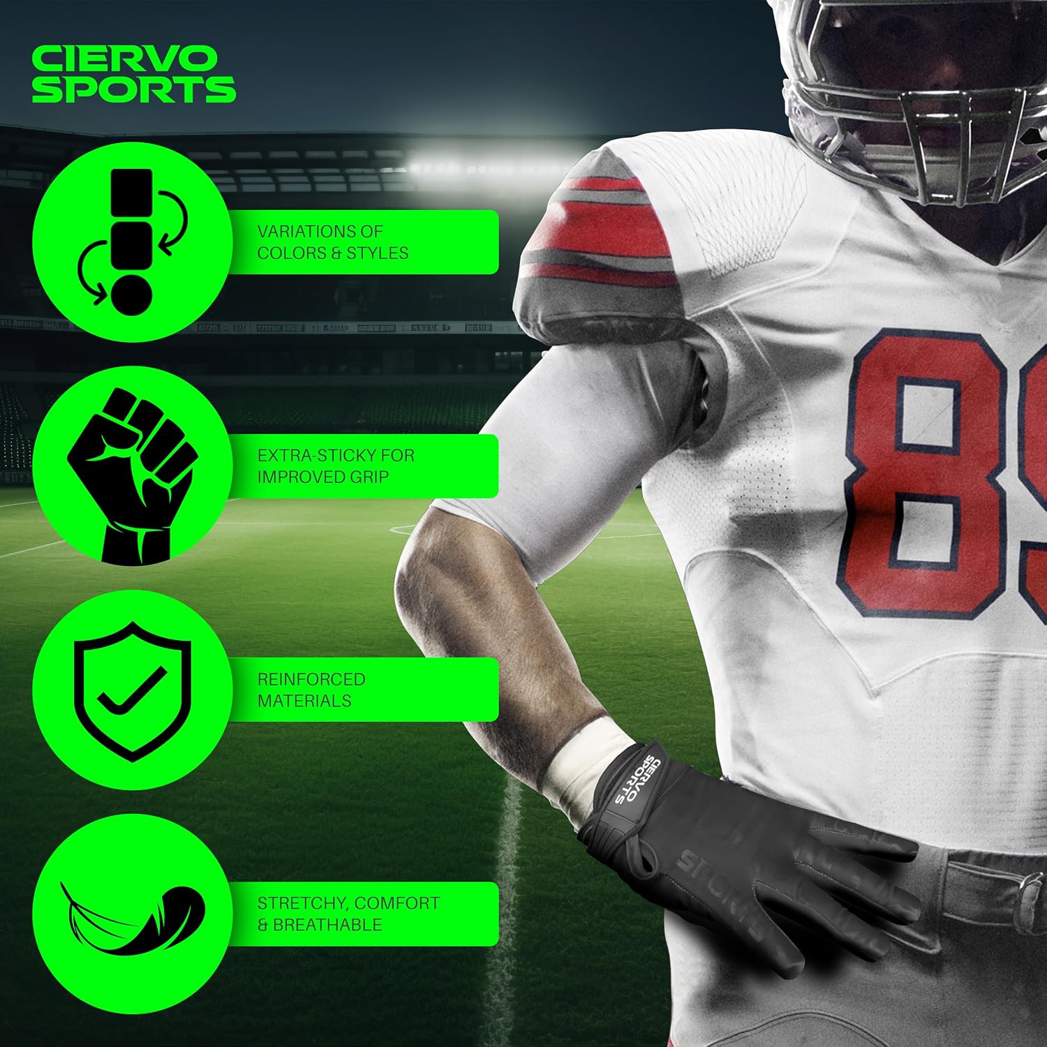 Detalle de CIERVO SPORTS Football Receiver Gloves