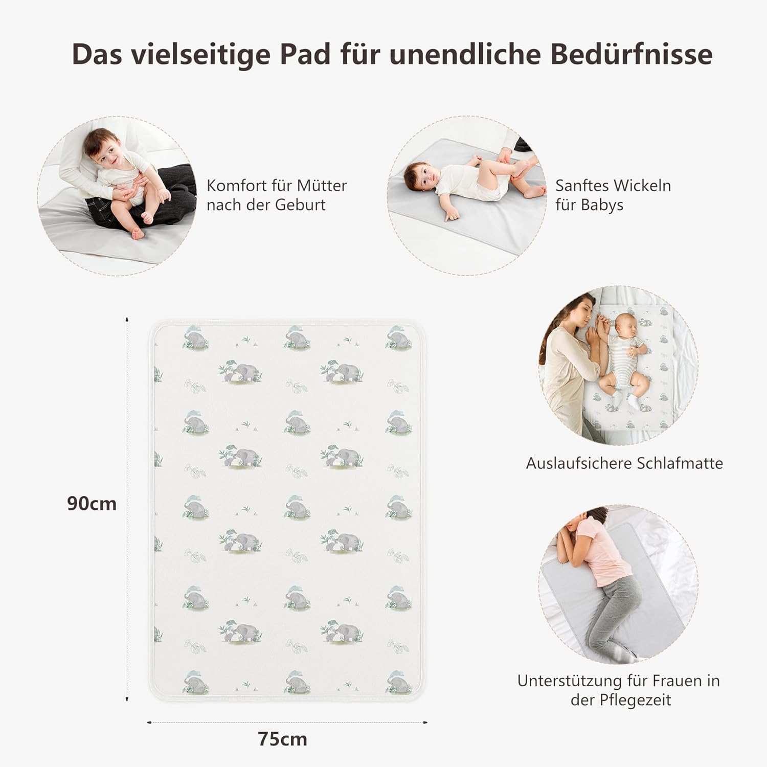 Thumbnail 3 de Susurration 2er Pack Bettunterlage Wasserdicht 75x90 cm – Matratzenschutz für Baby und Kind (Elefant)
