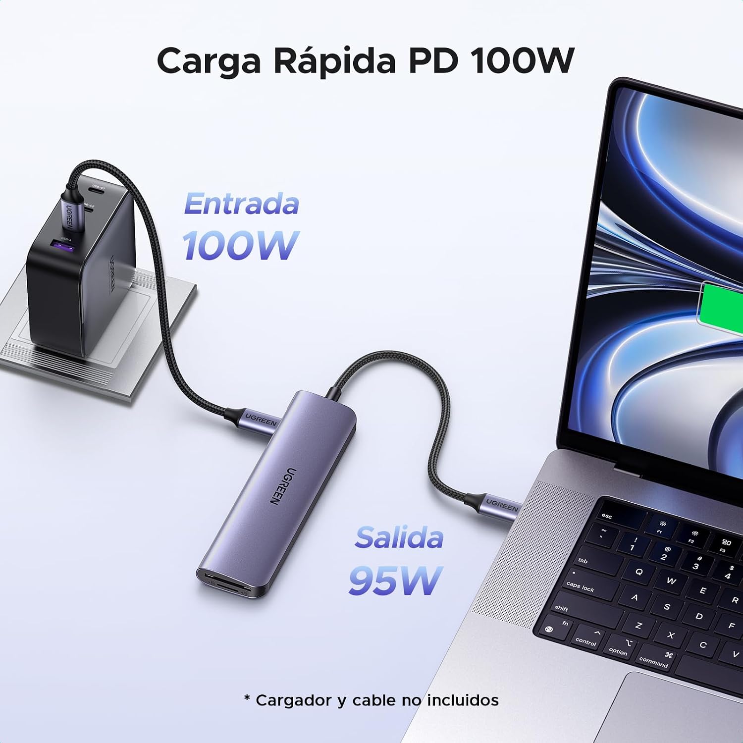 Detalle 1 de UGREEN Revodok 1071 Hub USB C 7 en 1 con HDMI 4K, lector SD/TF y carga PD 100W
