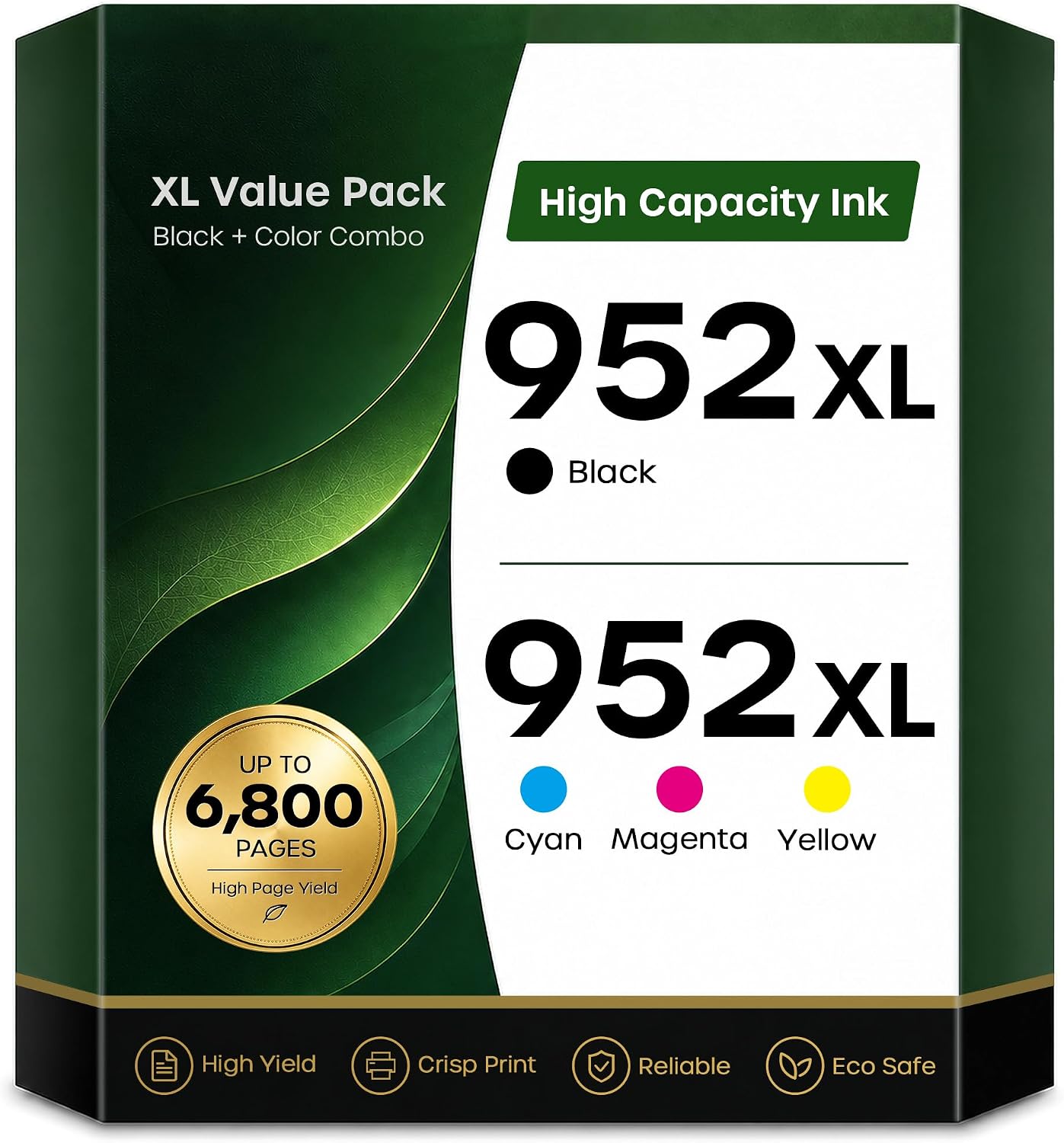 Detalle de Timink 952XL Ink Cartridges, 4-Pack with Black, Cyan, Magenta and Yellow