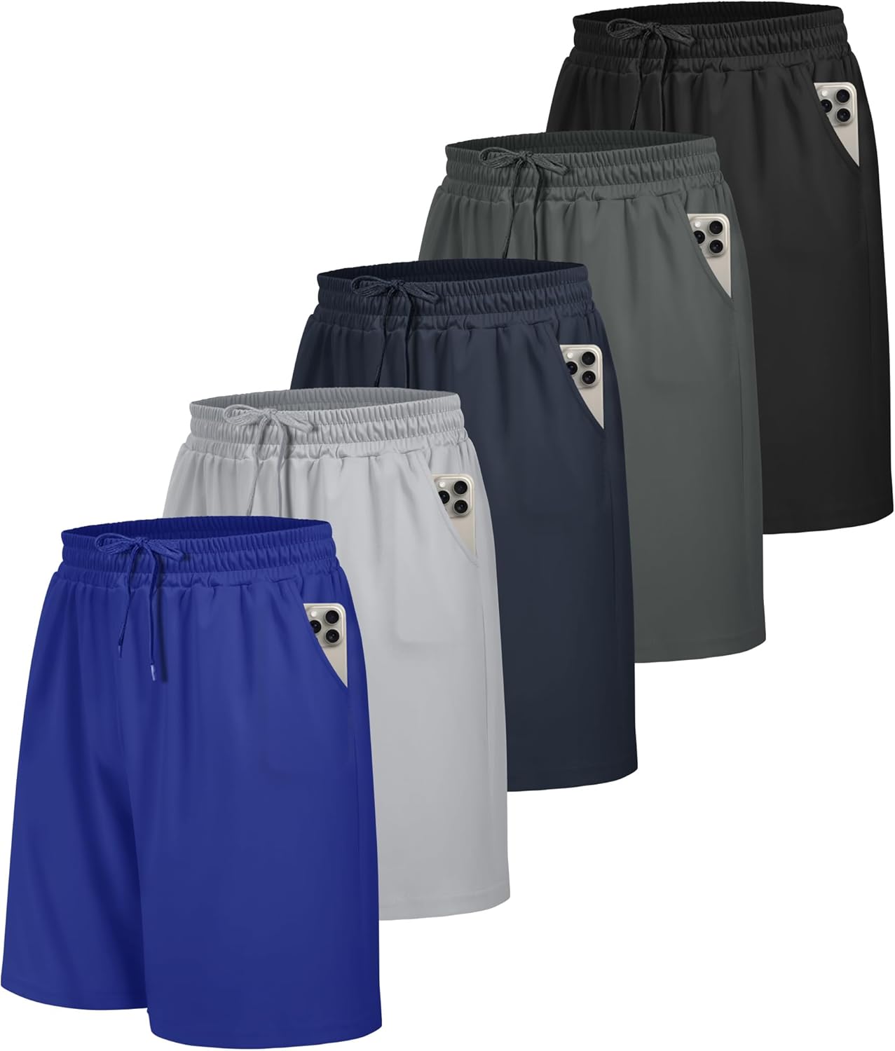 Thumbnail 6 de BOOJO 5 Pack Gym Shorts for Men with Pockets – Breathable UK Sportswear for Running and Training