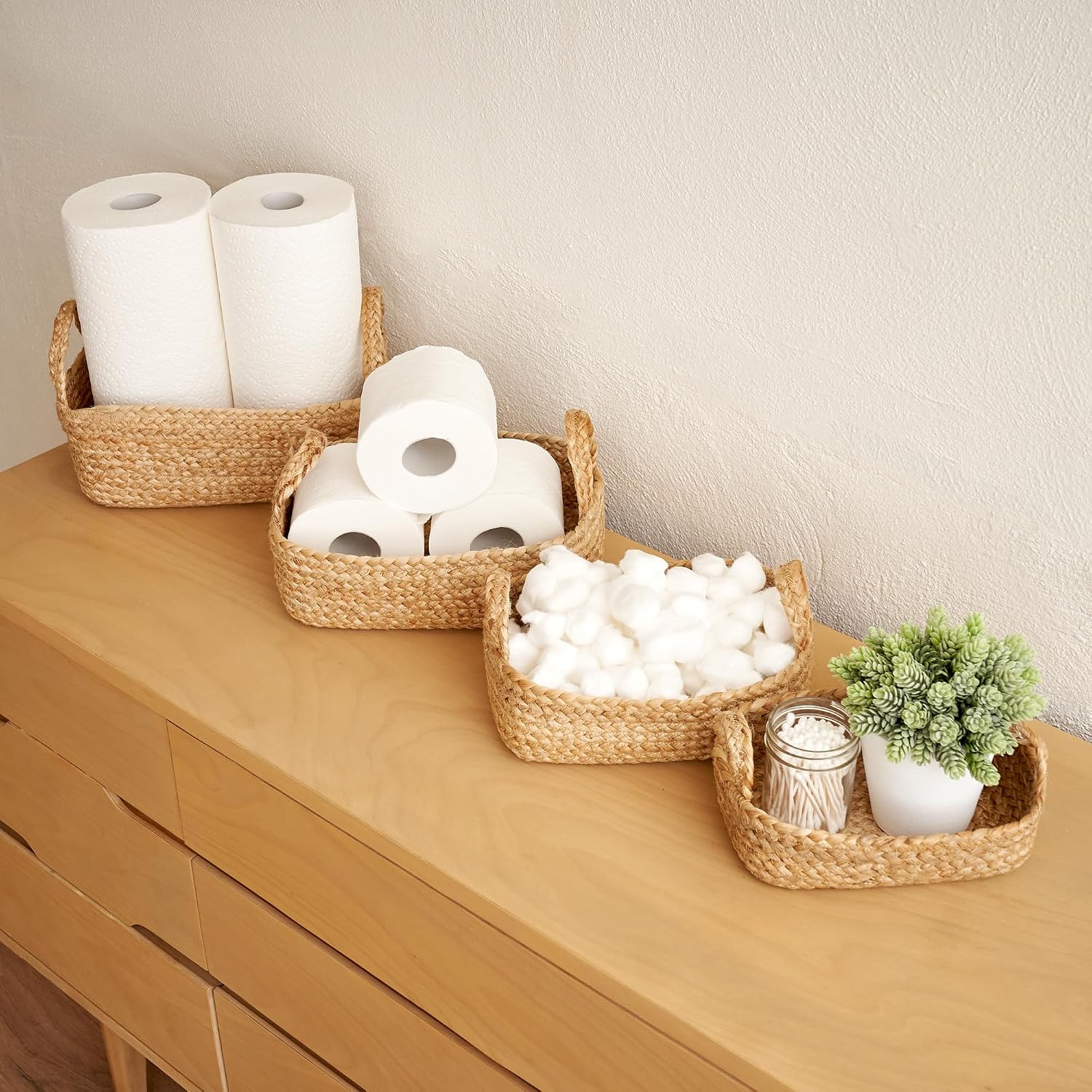 Thumbnail 1 de KIBAGA kiba-jutebaskets_24-030a Jute Storage Basket Set of 4 with Handles