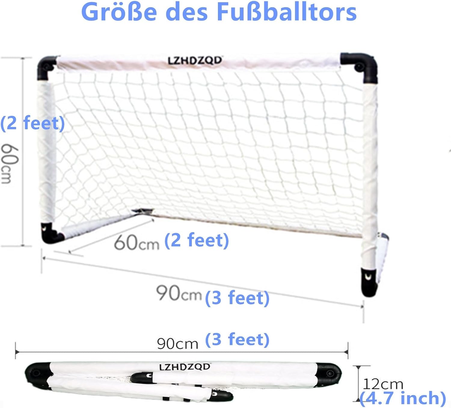 Thumbnail 6 de LZHDZQD klappbares Mini-Fußballtor für Kinder (60×45 / 90×60 / 115×80 cm) – faltbar für Garten & drinnen