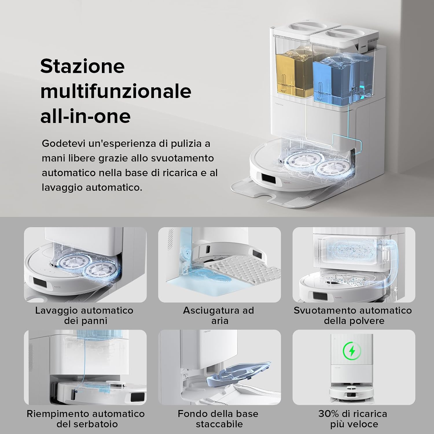 Detalle de roborock QV 35A Set: Robot Aspirapolvere Lavapavimenti con Antigroviglio