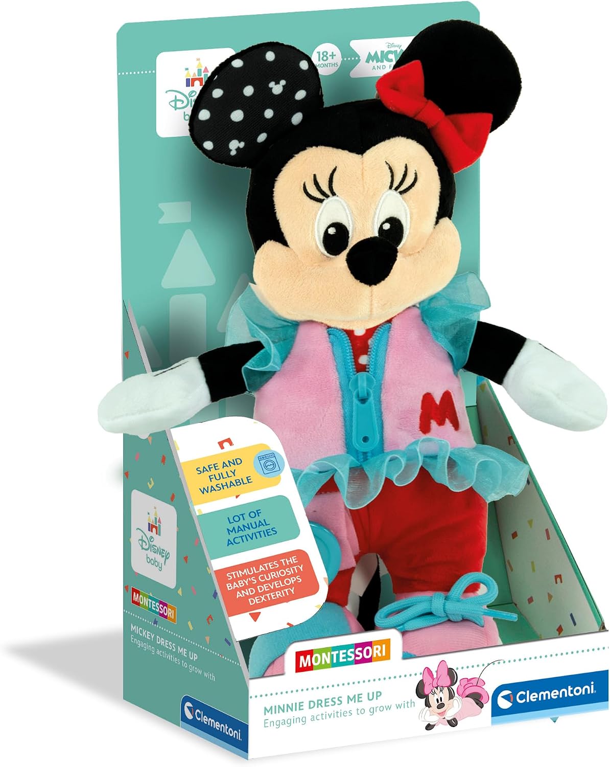 Detalle 2 de Clementoni 17860 Disney Baby Minnie Dress Me Up Plush Toy with Zips and Buttons