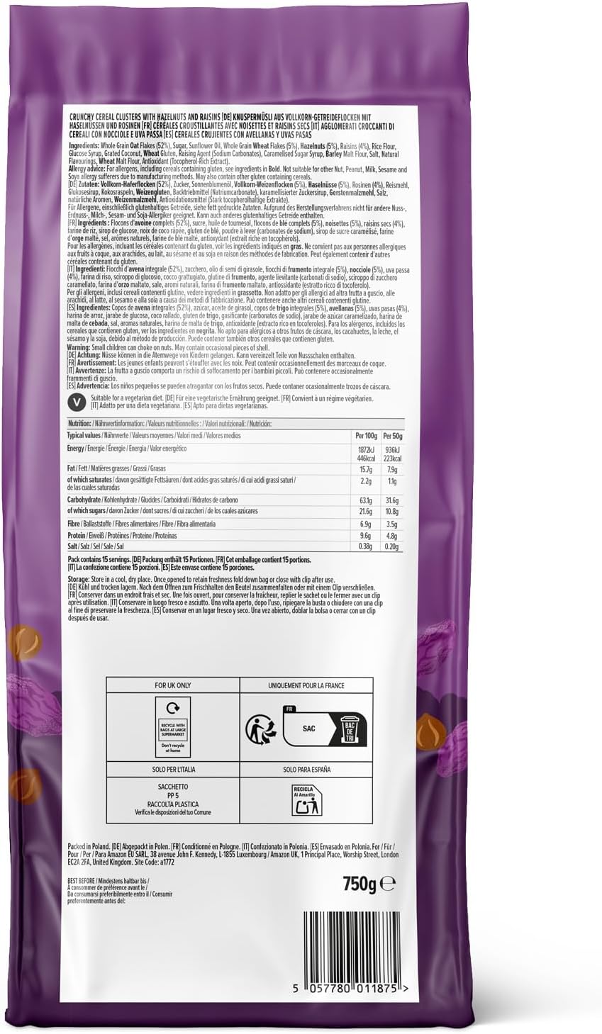Detalle de By Amazon Granola Con Frutta e Frutta a Guscio, 750g – croccantezza vegetariana per la colazione