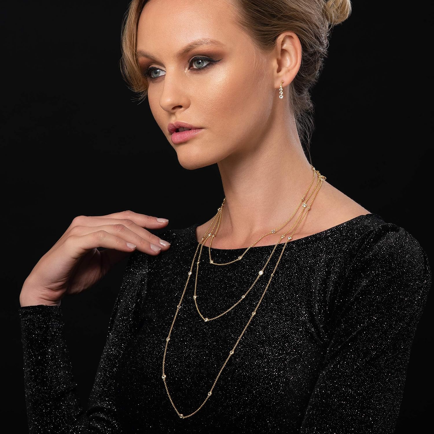 Detalle de namana Collana Lunga Donna con zirconi, argento/oro/oro rosa e confezione regalo