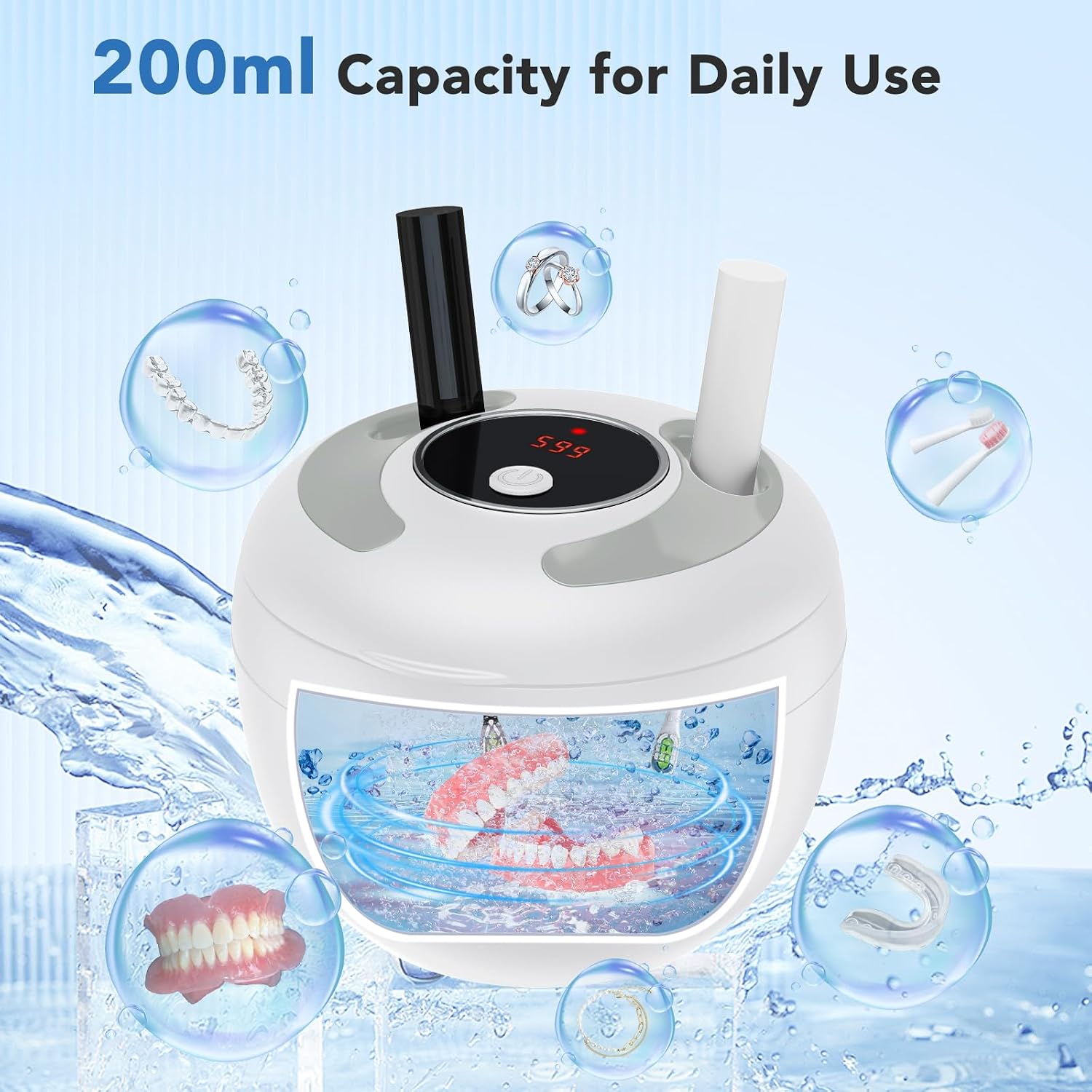 Detalle 2 de Accwork Ultrasonic Retainer Cleaner Machine (45kHz, 200ml)