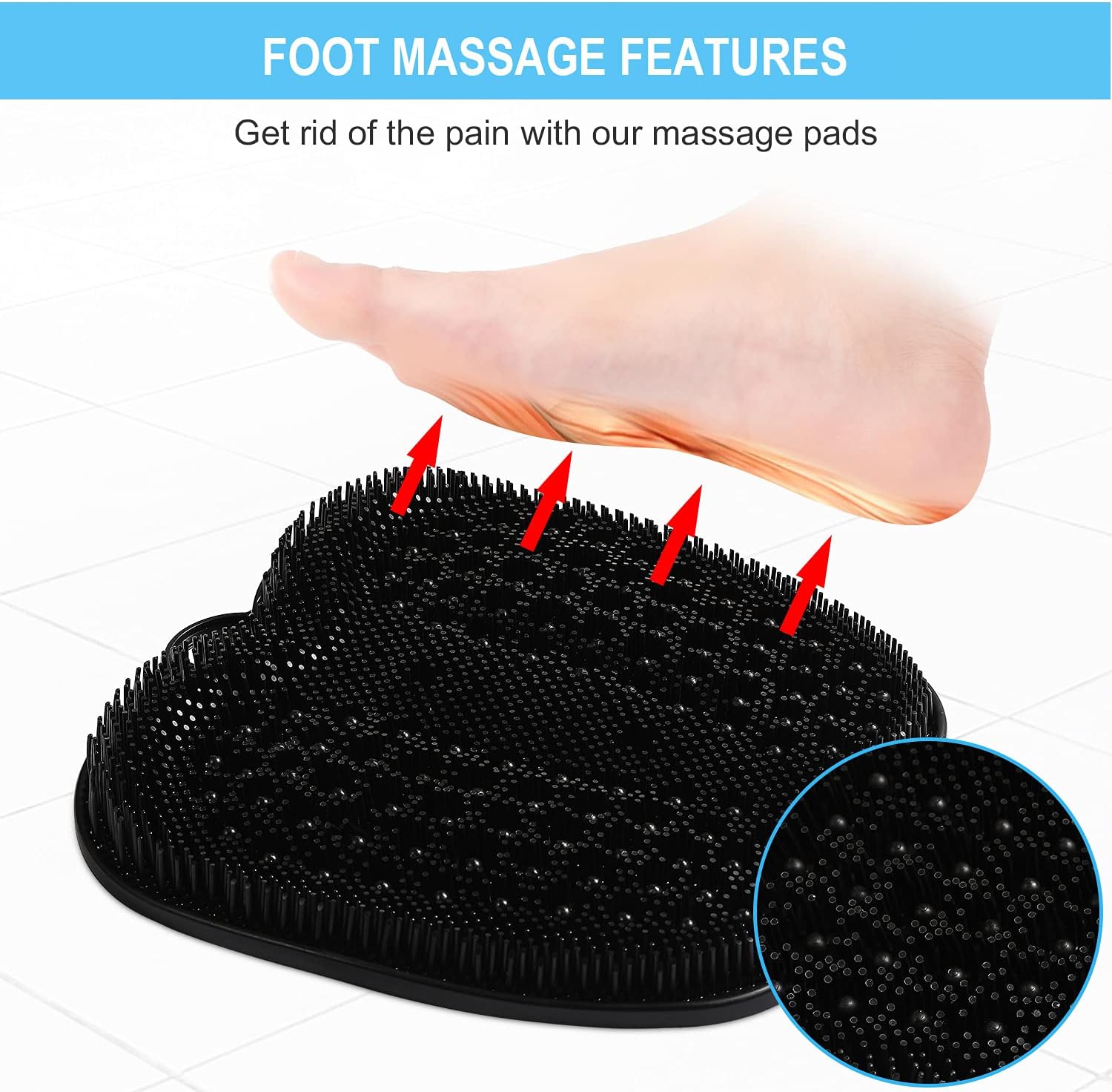 Detalle de HONYIN Larger Shower Scrubber – Foot Massager Mat with Non-Slip Suction Cups