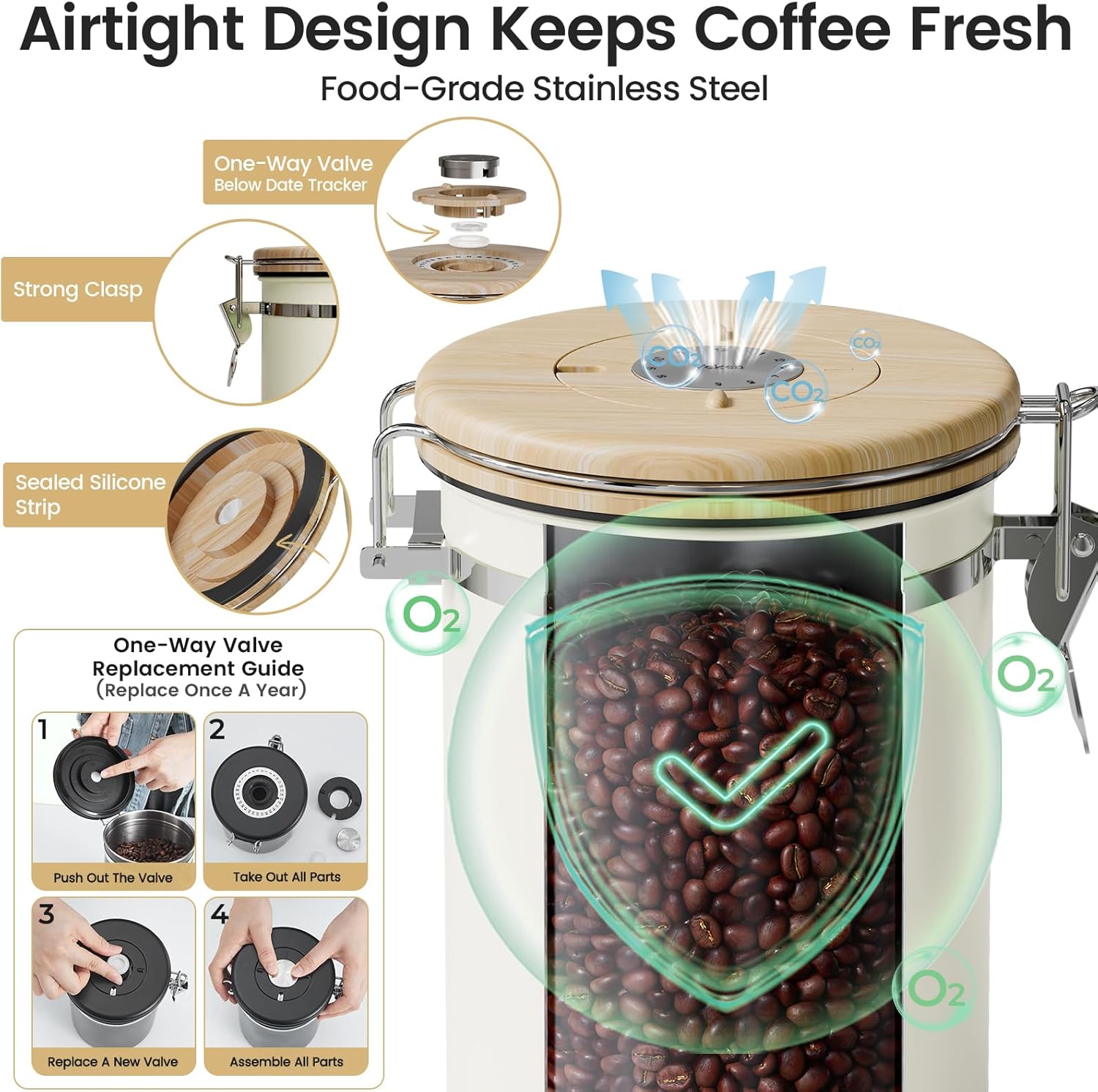 Detalle de Veken Coffee Canister 22oz